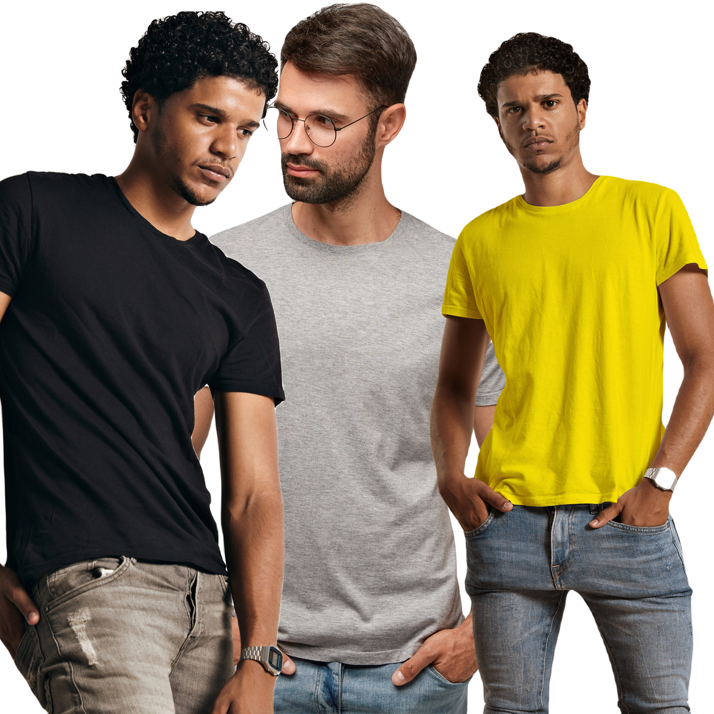 Wowsome Wish Tees - Your 3 - Professional Tees Combo - Black,Grey,Yellow