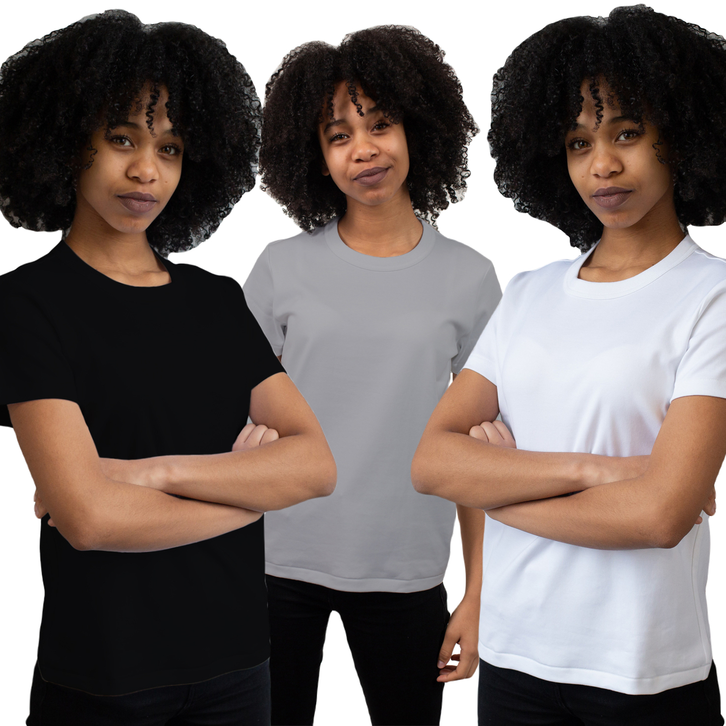 Wowsome Wish Womens Tees - Your 3 - Professional Tees Combo - Black,Grey,White