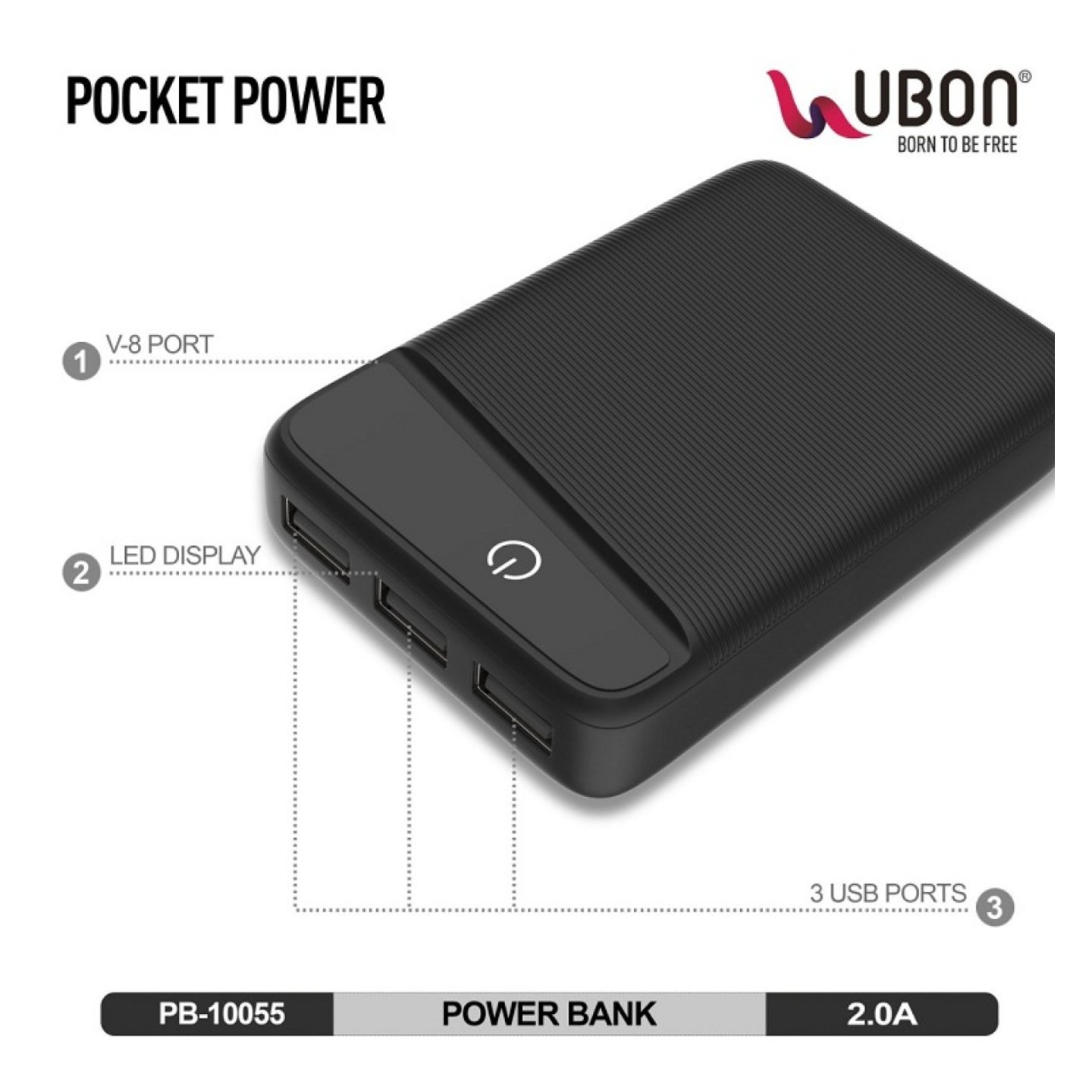 Ubon PB10055 10000mAh Power Bank 2.0A