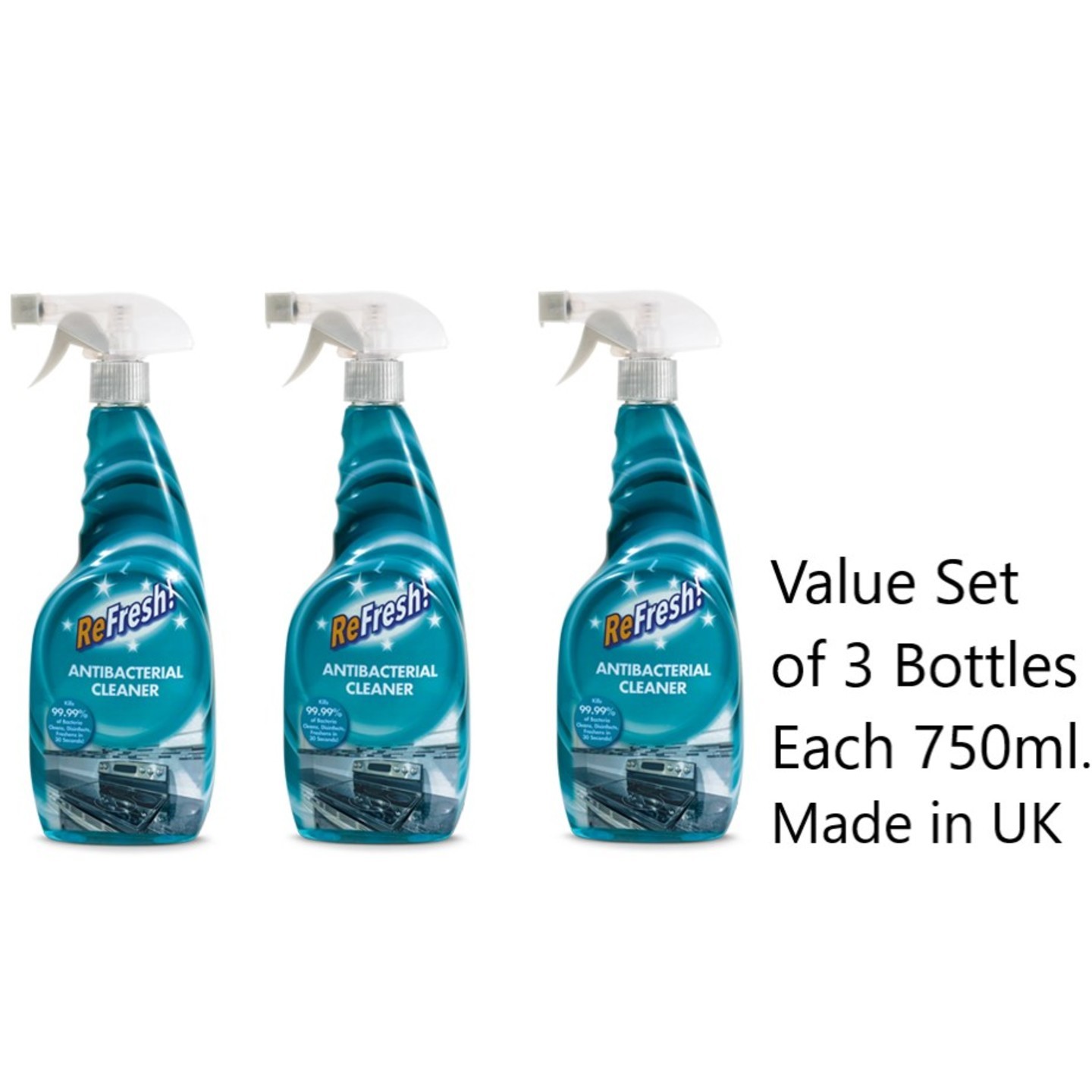 Refresh Antibacterial Cleaner 750ml Value Set of 3 Bottles