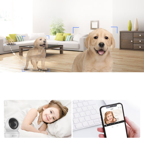 Ezvi HD 1080P Wi-Fi Pan Tilt Internet Wireless Camera (White)-Free Installation