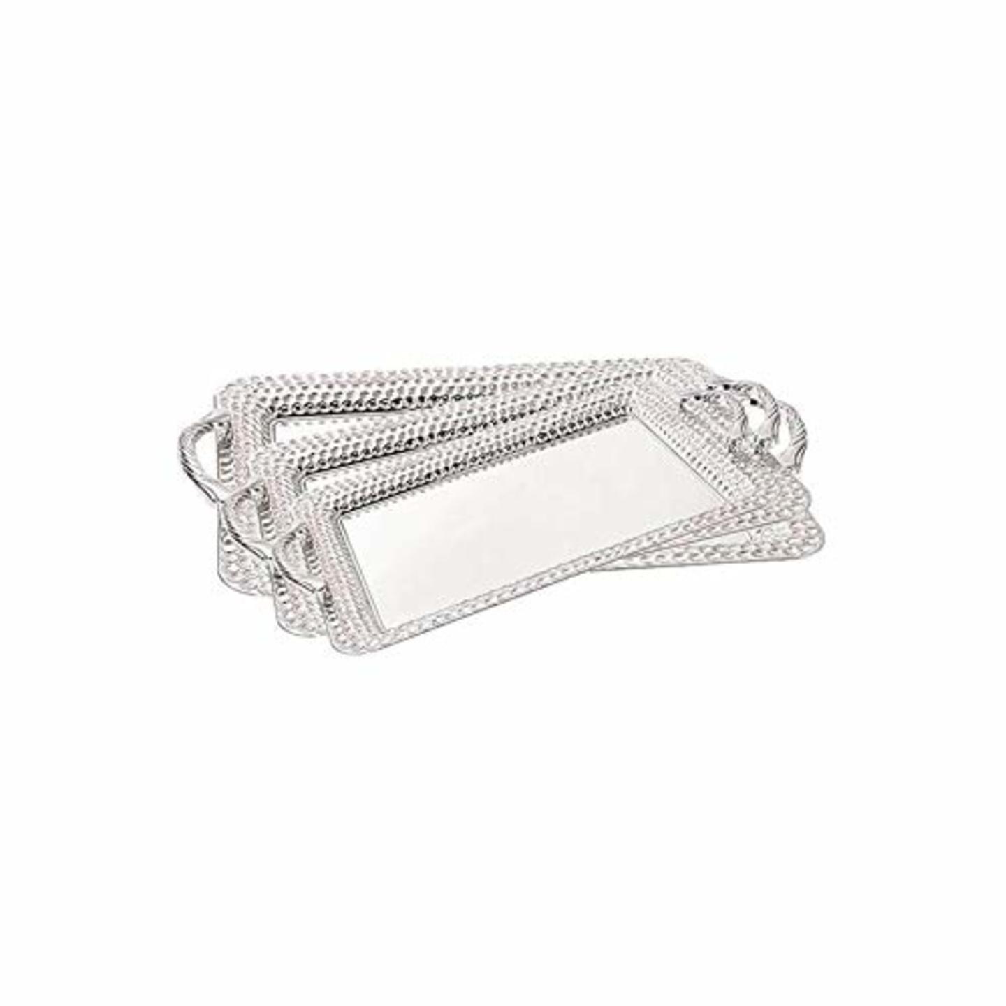 Dotted Print Silver Plated Tray (Medium)