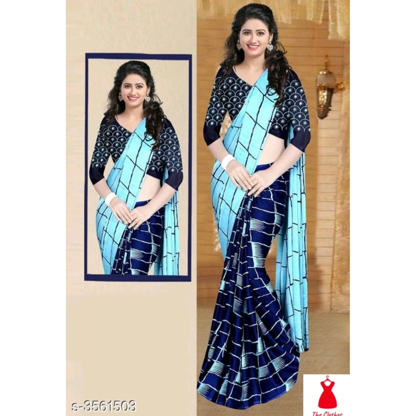 Checked Half &Half Shiffon Saree