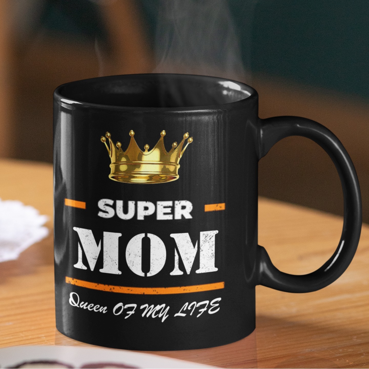 Mom queen of my life Written Black Coffee Mug