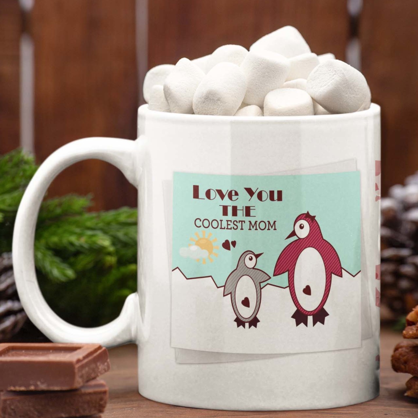 Love you the Coolest Mom written white Coffee Mug