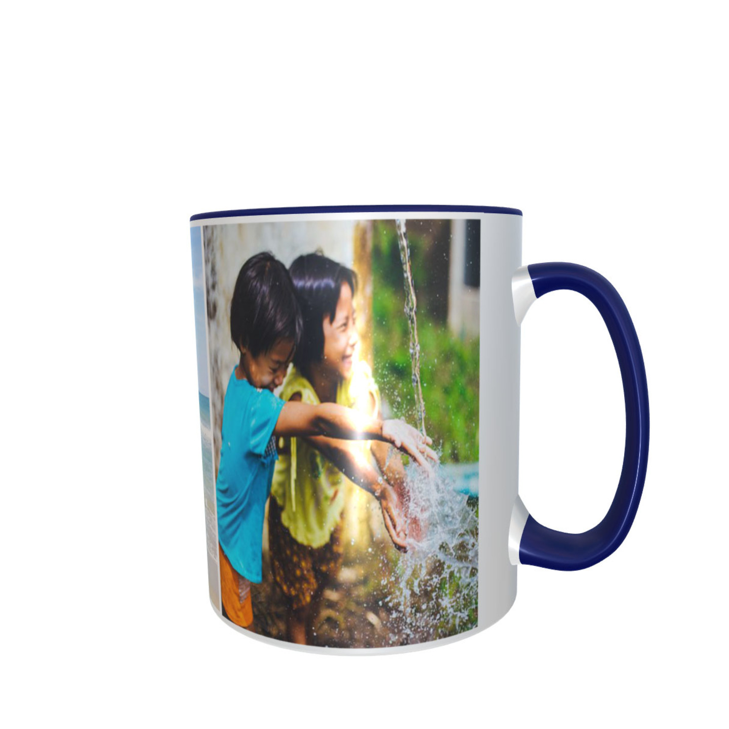 Personalized Navy Blue Inner Color Photo Mug