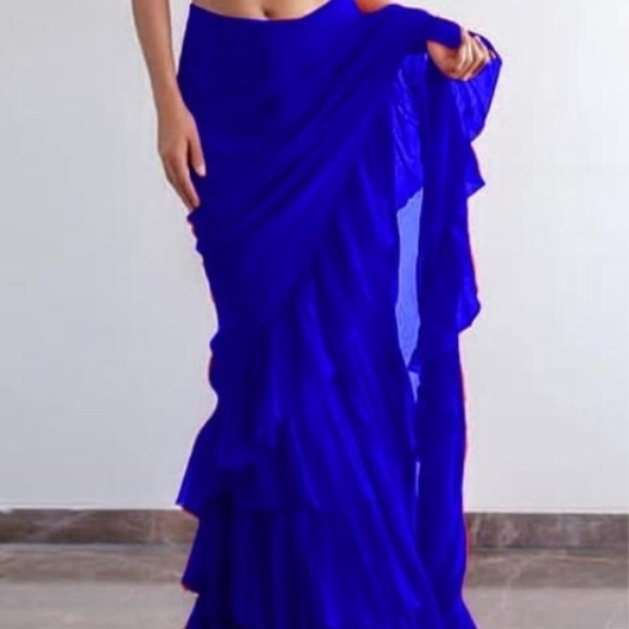 GEORGETTE WITH 4 SIDE RUFFLE LACE
