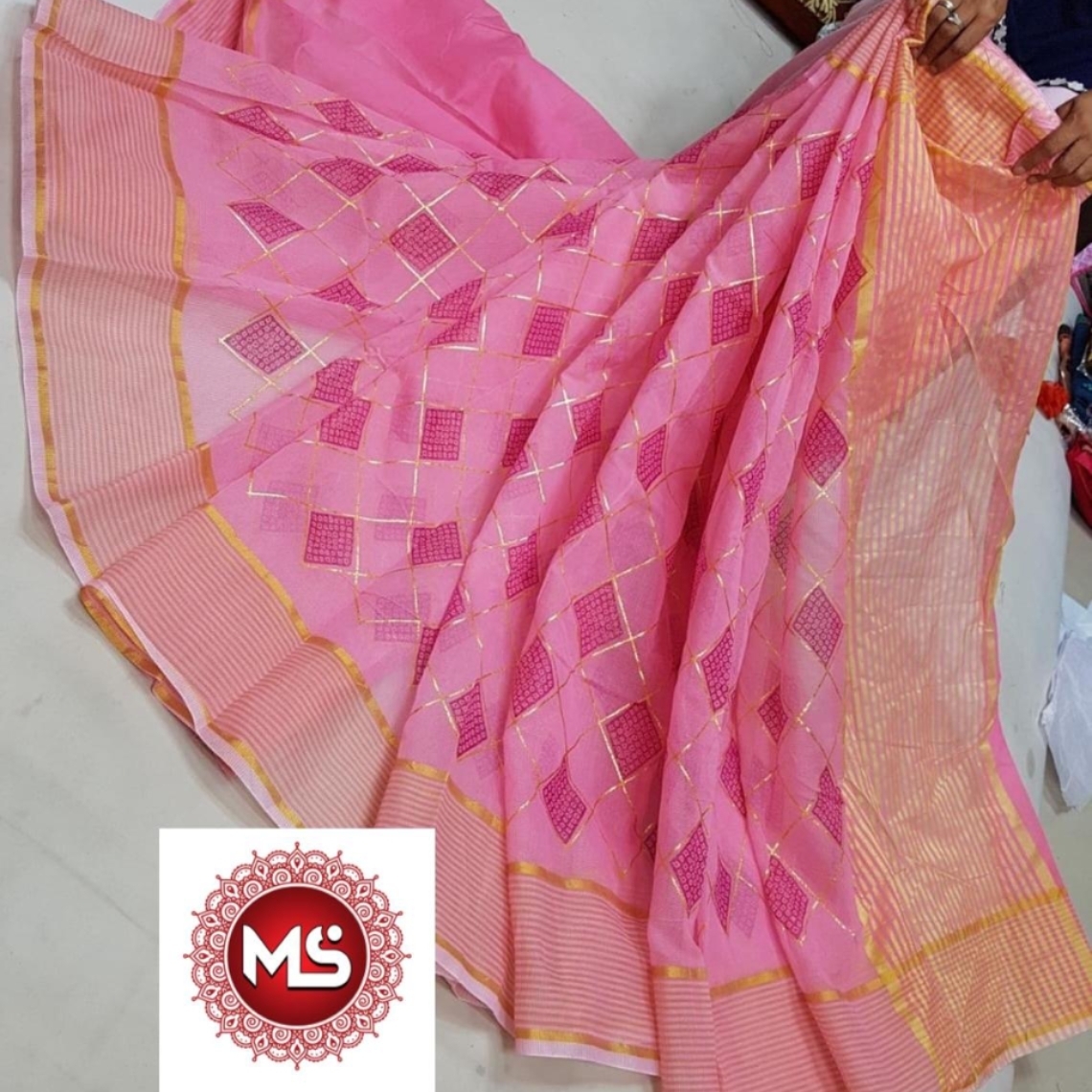 COTTON KOTA DORIYA SAREE WITH CHIT PALLU