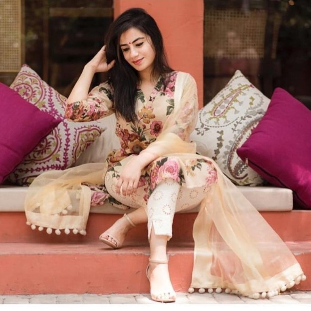 FLORAL PRINT KURTI+PLAZZO SET 