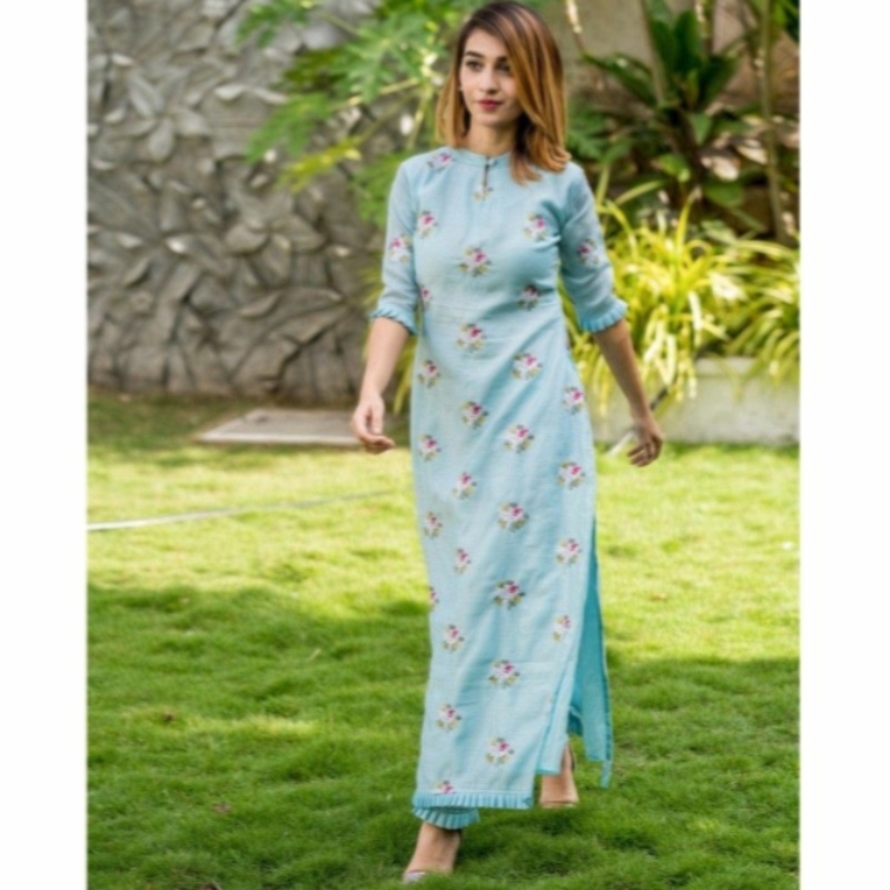 FABRIC :- RAYON PRINTED KURTI WITH RAYON PLAZO