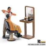 Street Barber and Customer Figurines