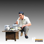 Satay Customer Eating at Table Figurine