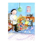 Heritage Postcard Majie & Child with Goldfish Lantern by Patrick Yee