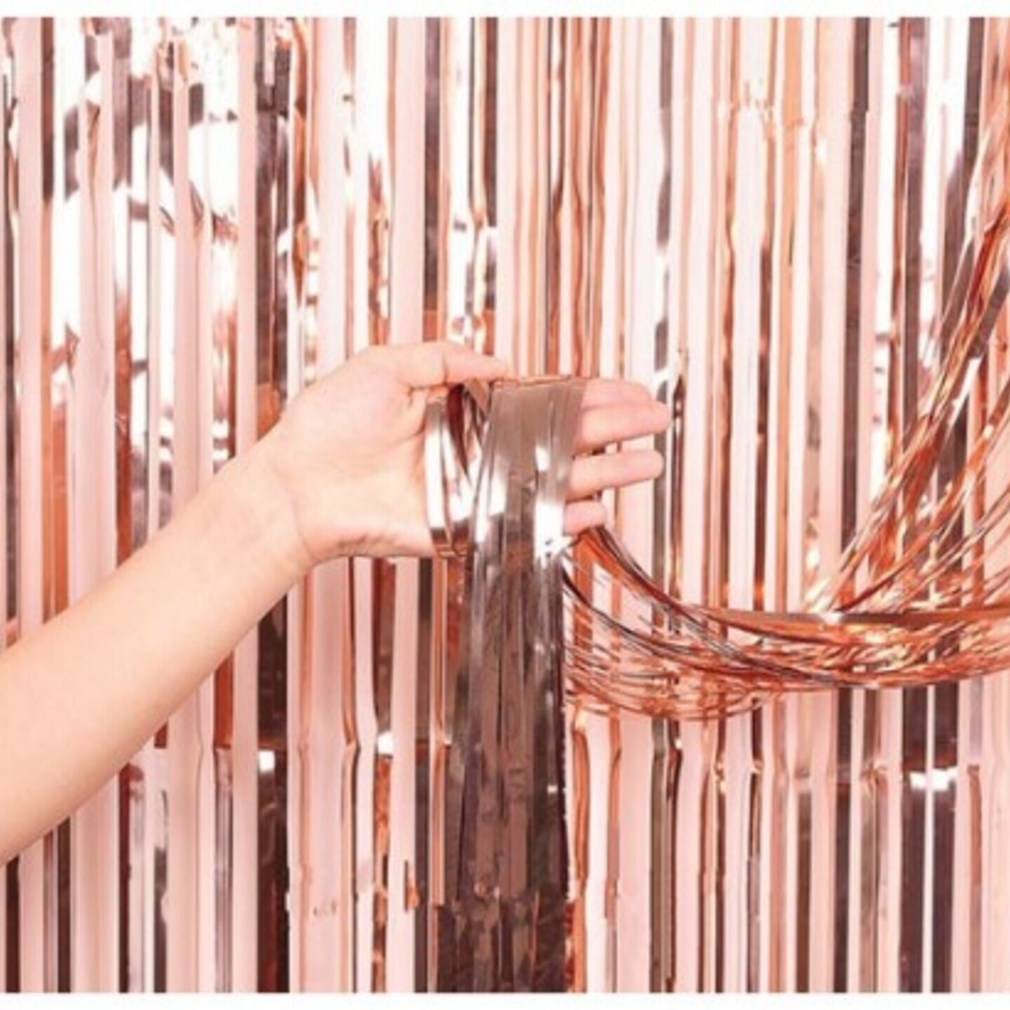 Metallic Foil Fringe Curtain - ROSE GOLD