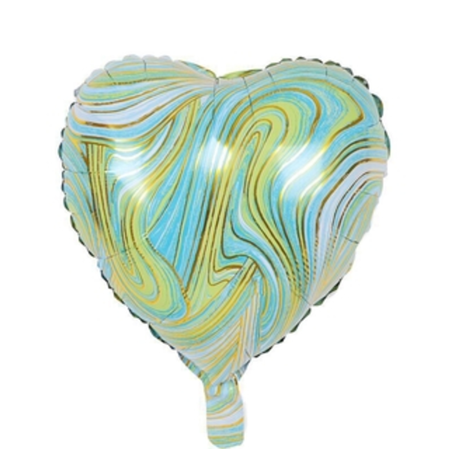 Marble Green Blue Heart 18 Inc. Helium