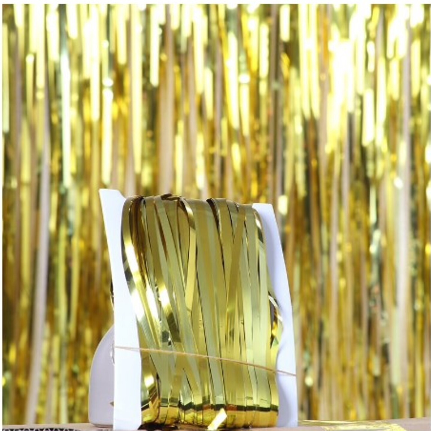 Metallic Foil Fringe Curtain - GOLD