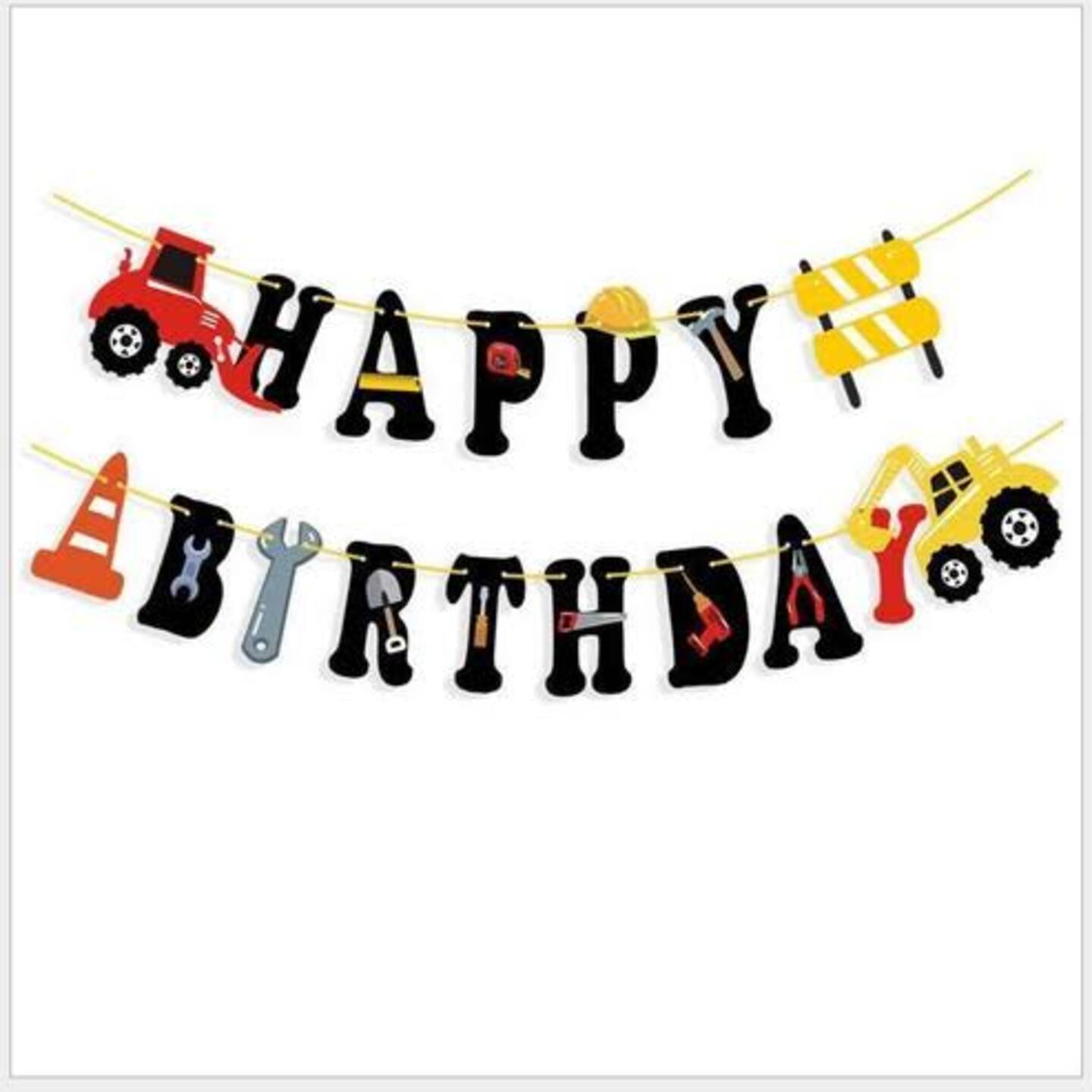 Truck Party Theme Happy Birthday Banner Flag