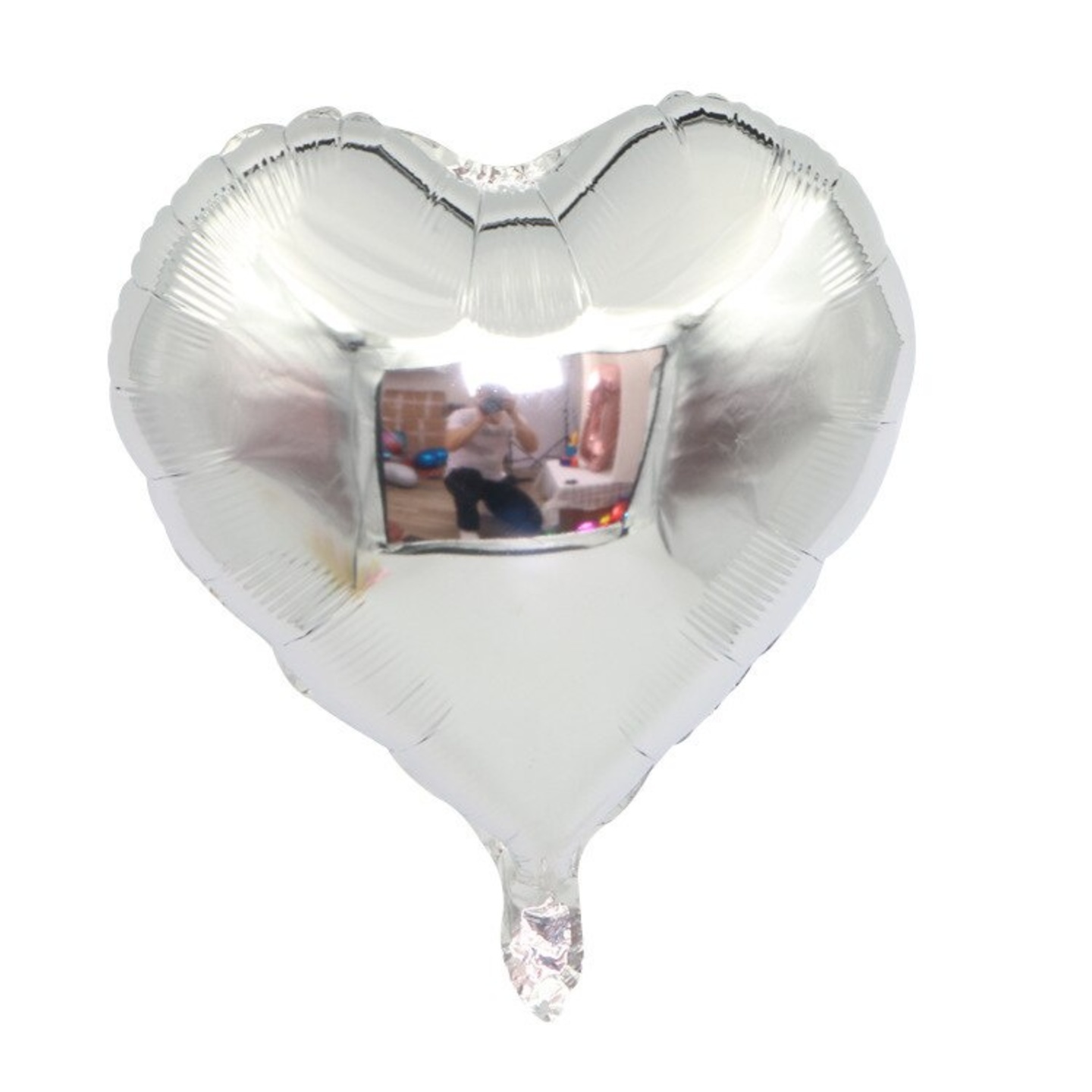 Metallic Silver Heart 18 Inc. Helium