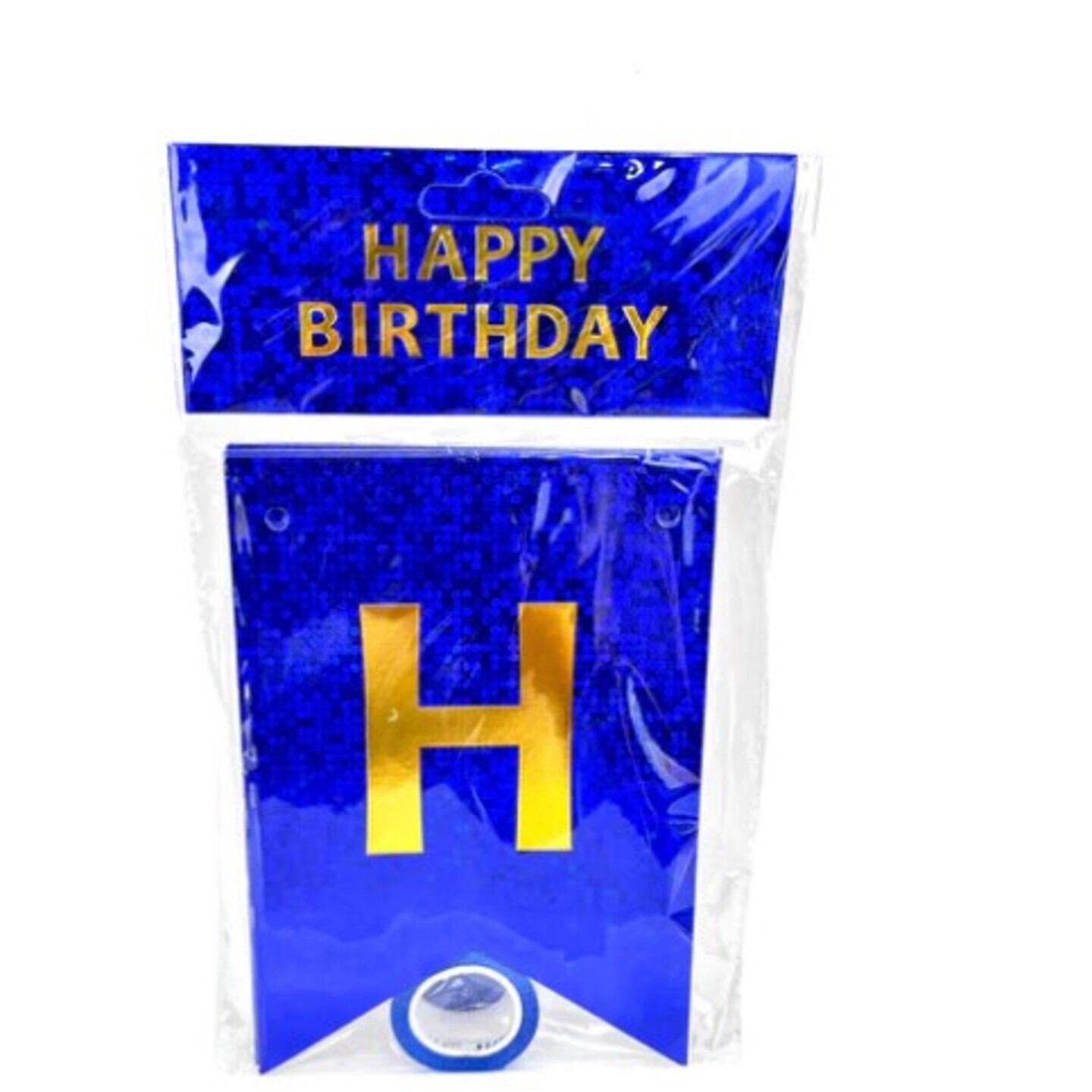 Holographic Happy Birthday Banner Flag - BLUE