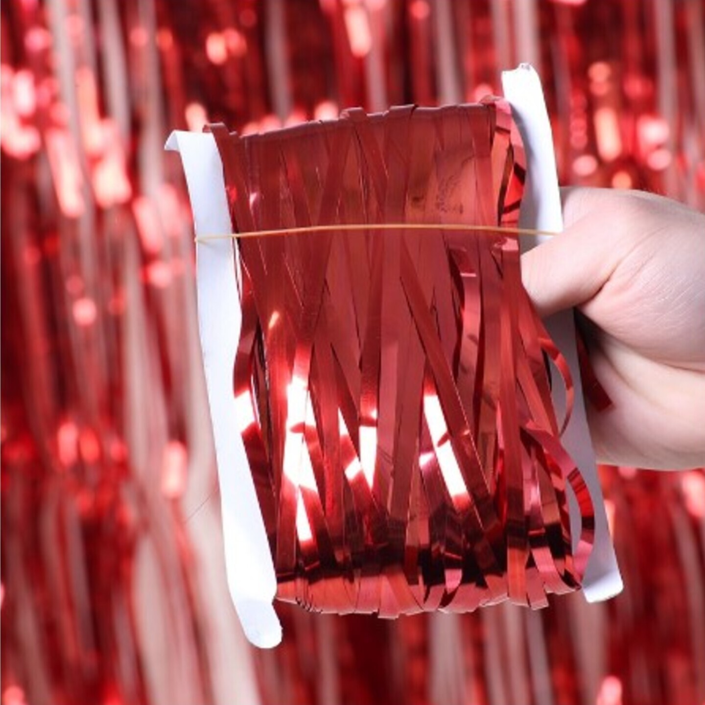 Metallic Foil Fringe Curtain - RED