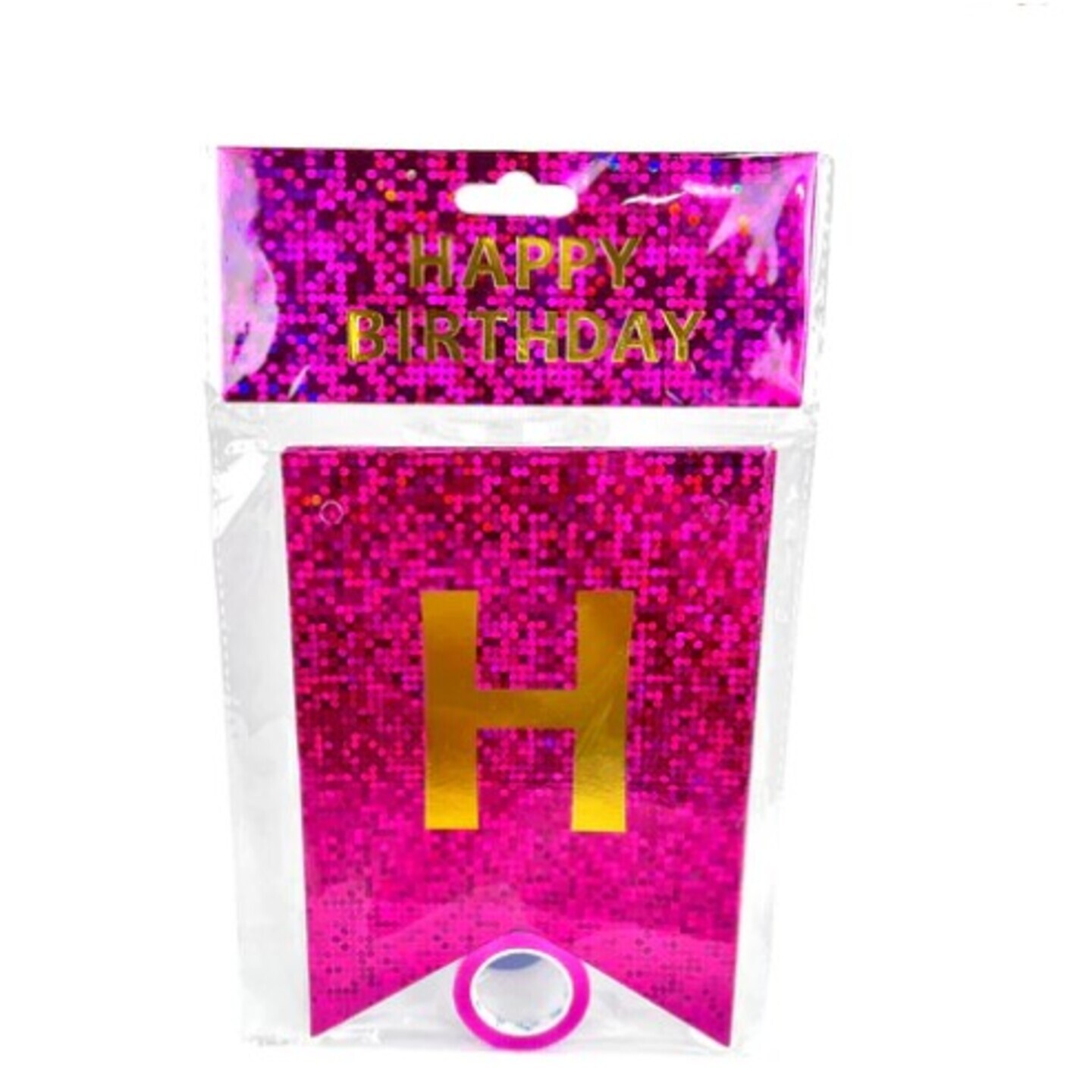 Holographic Happy Birthday Banner Flag - PURPLE