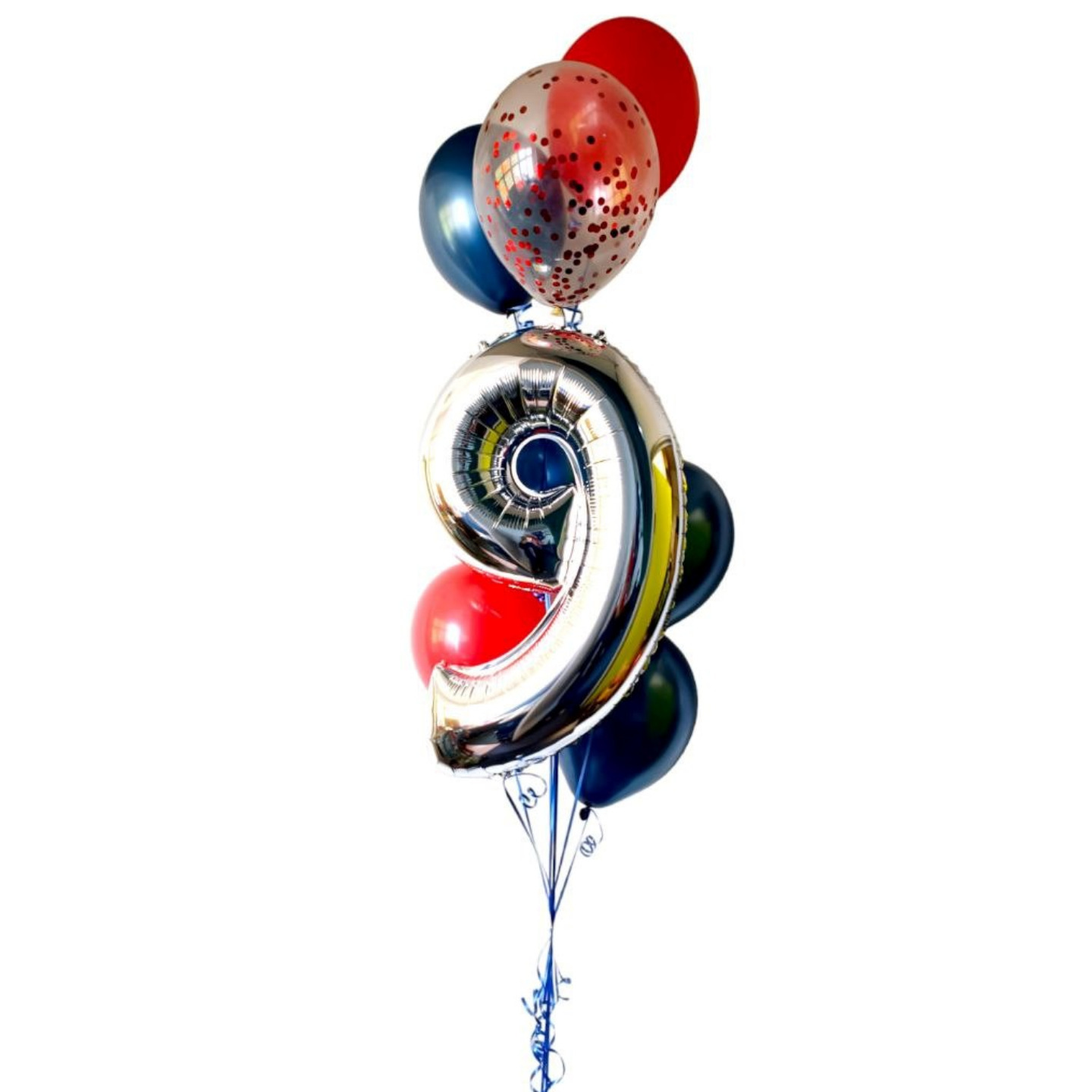 32" SINGLE NUMBER HELIUM BALLOON - BLUE & RED