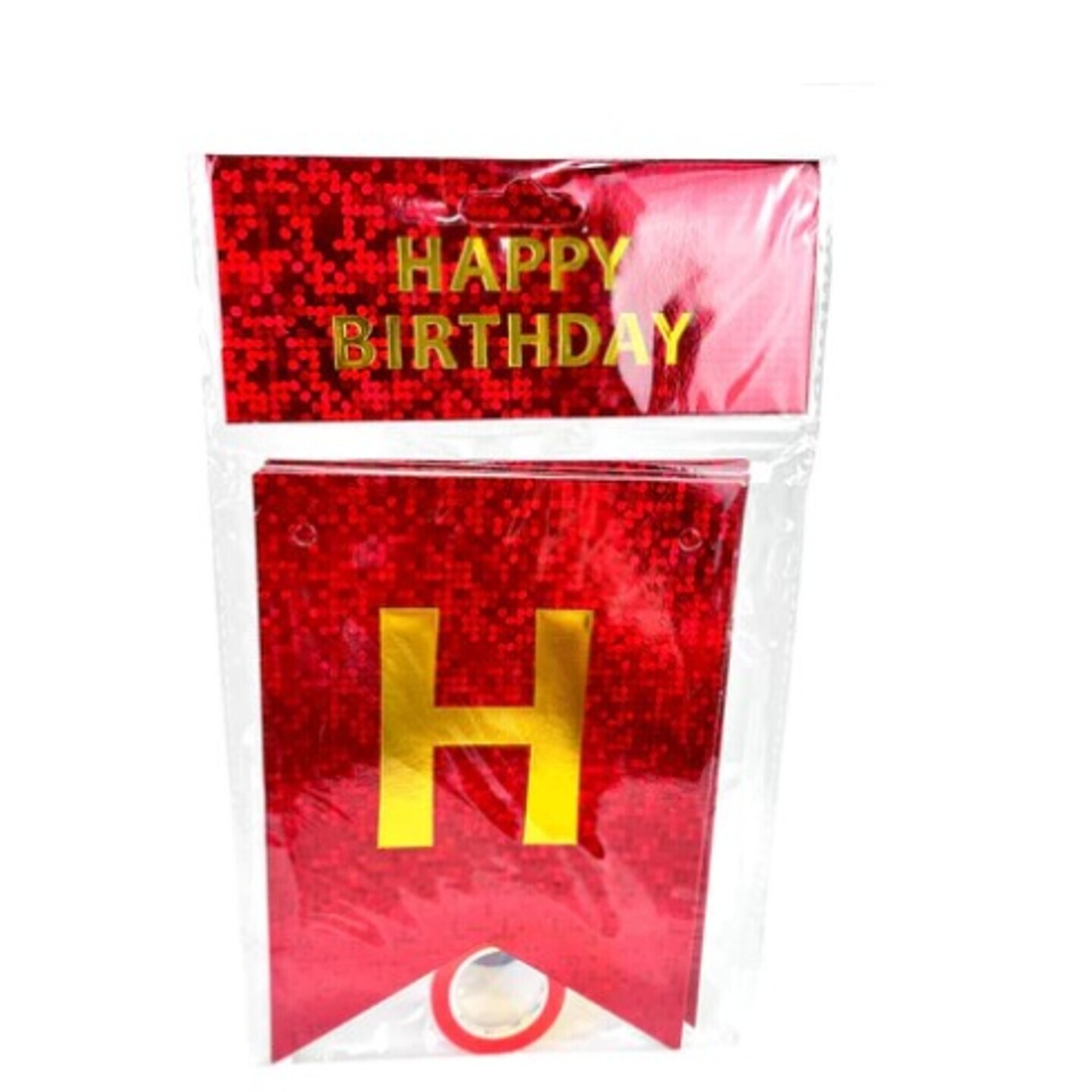 Holographic Happy Birthday Banner Flag - RED