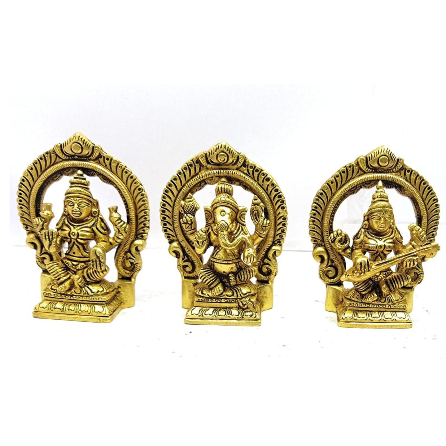 KE - 132 Brass Ganesh Saraswati Lakshmi Set