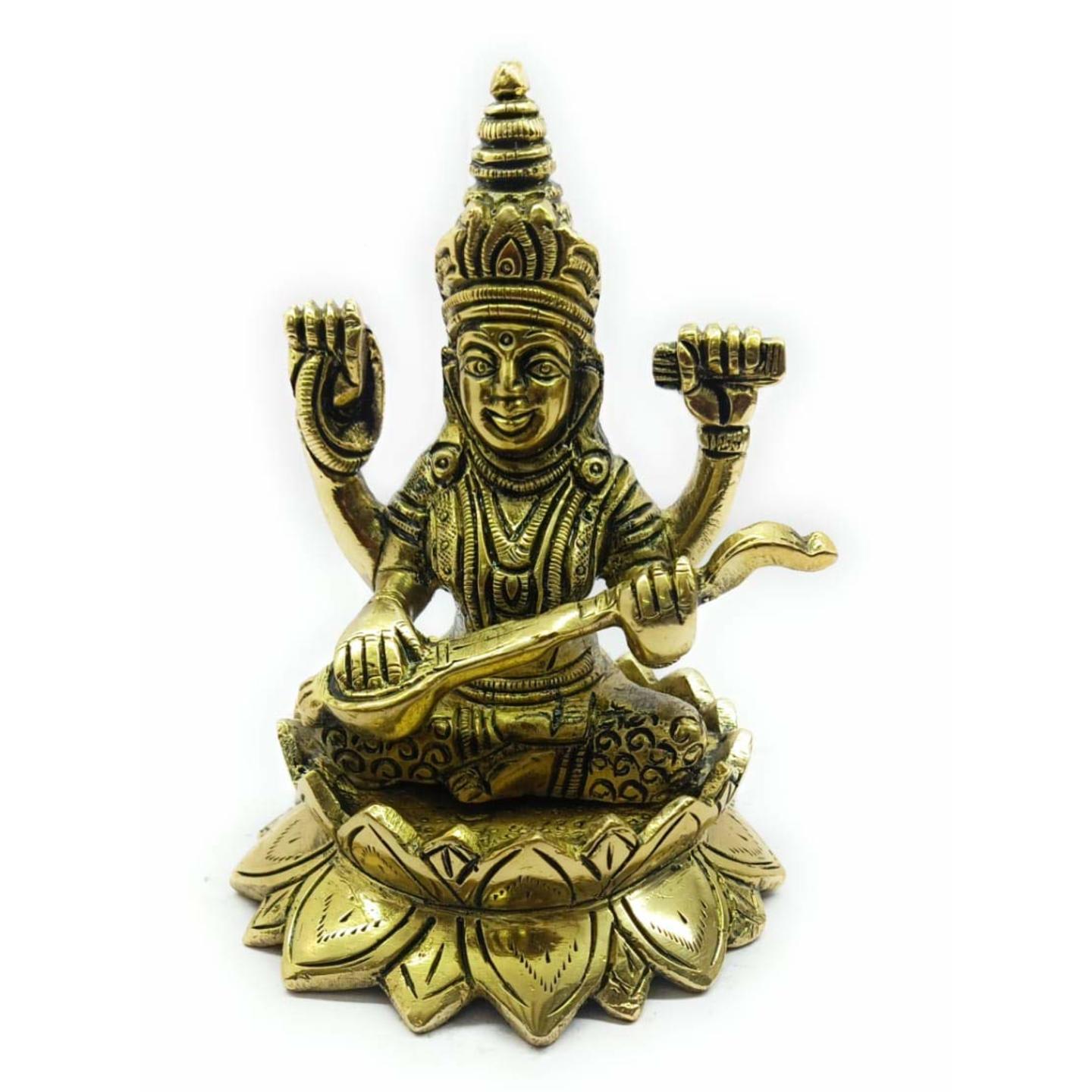 KE - 147 BRASS SARASWATHI STATUE 
