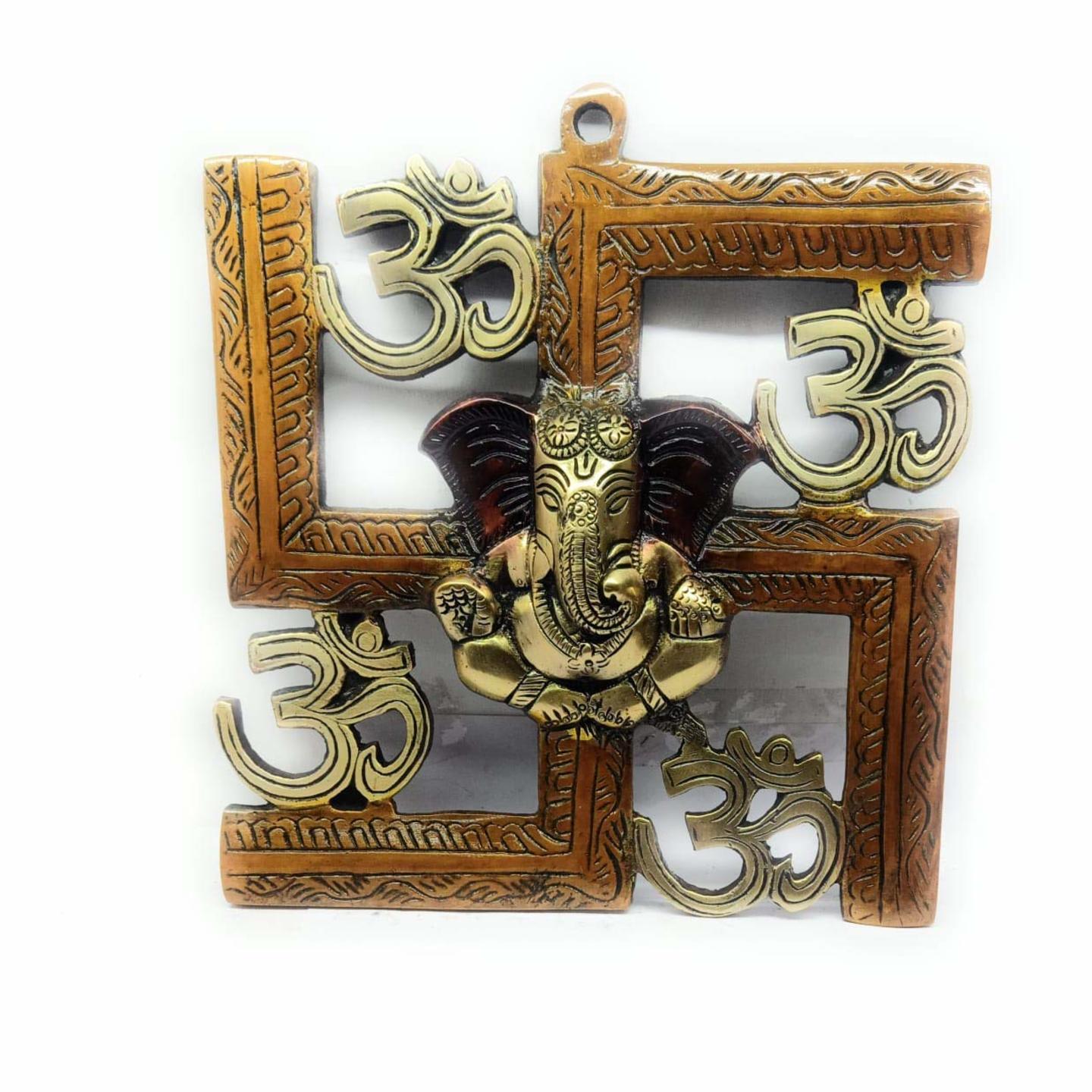 KE-116-OM SWASTIK Ganesha Wall Hanging Plate