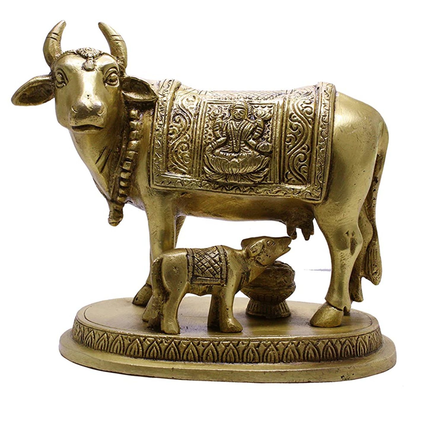 KE - 163 BRASS COW AND CALF STATUE 