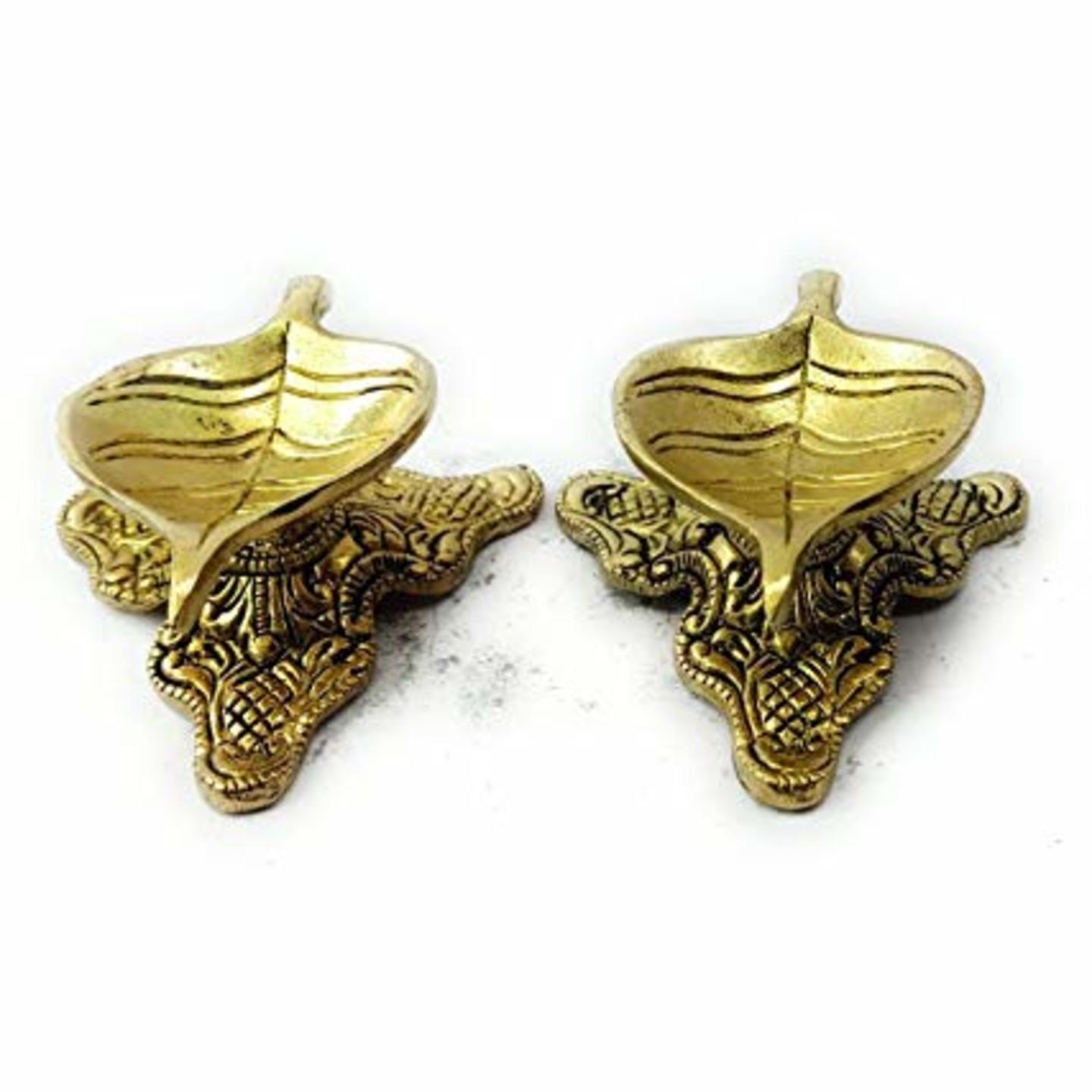 Brass Leaf Deepak Pack of 2