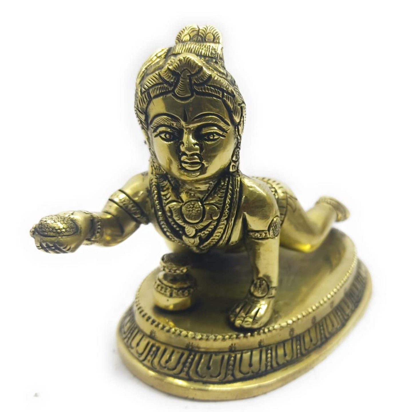 KE - 135 Brass Little Krishna | Brass LADDU Gopal Krishna Statue