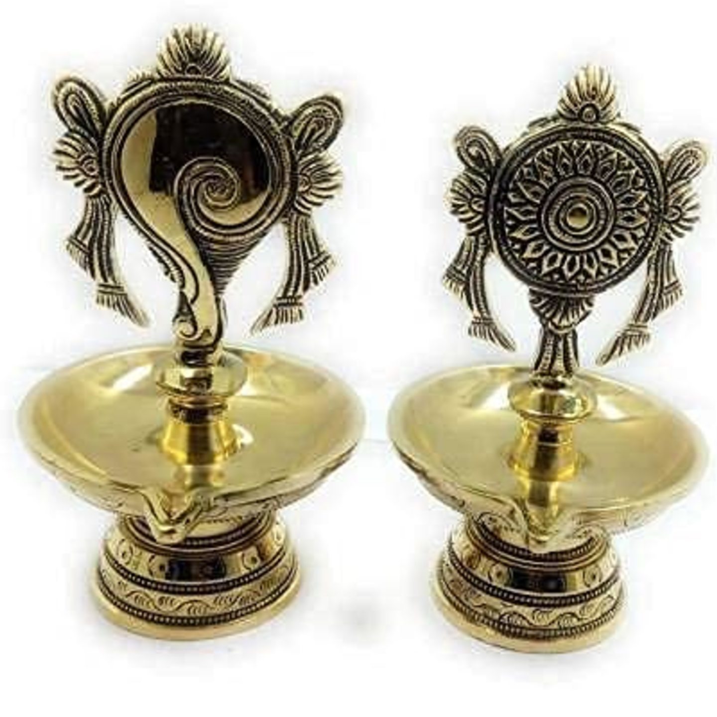 KE - 152 Antique Vishnu Sanku Chakara Diya Sets