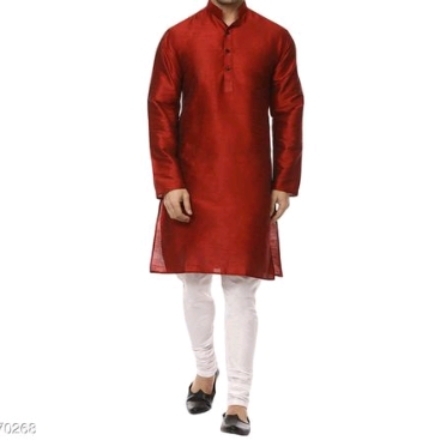 Trendy Dupion Raw Silk Mens Kurta Set