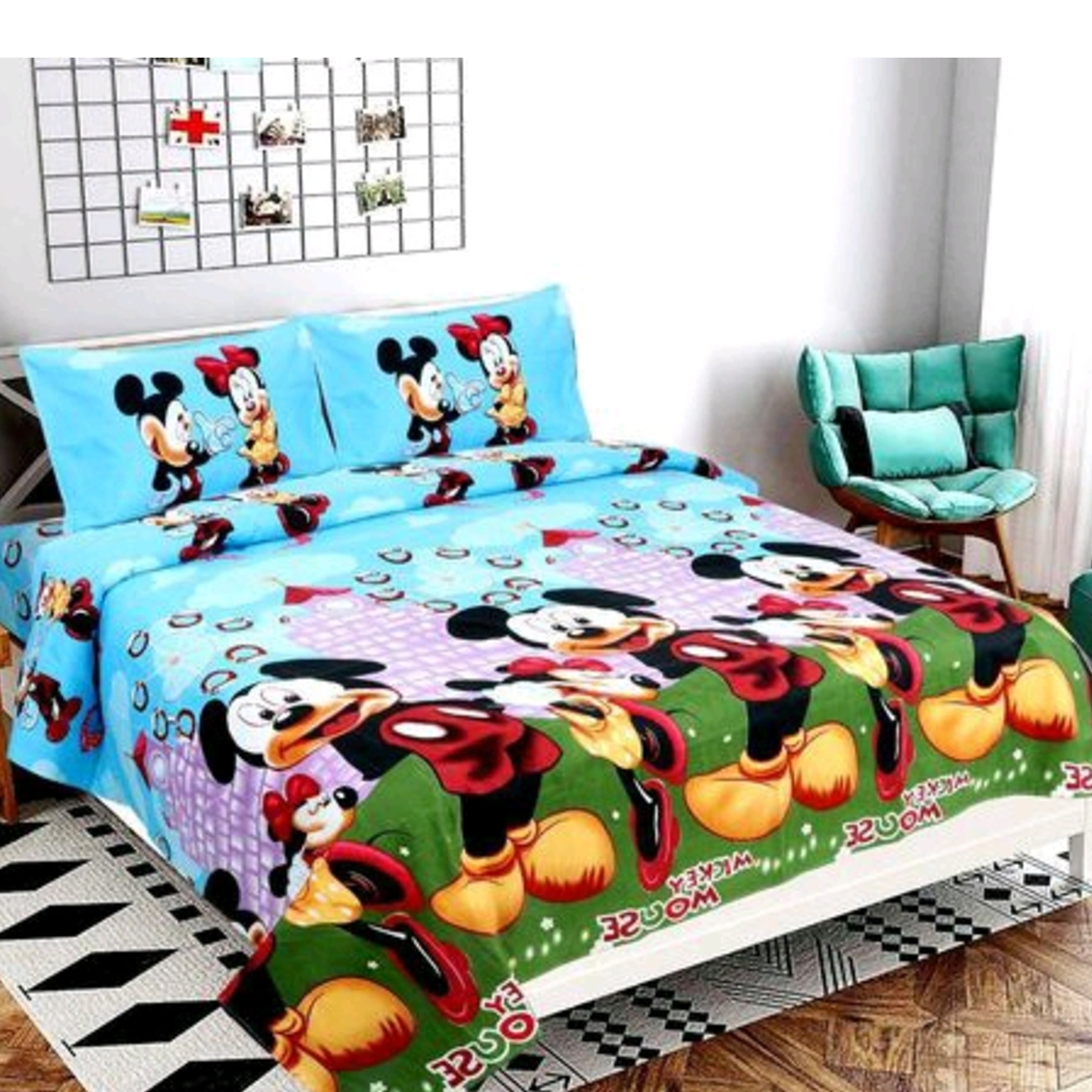 Designer cartoon Microfiber Double Bedsheet