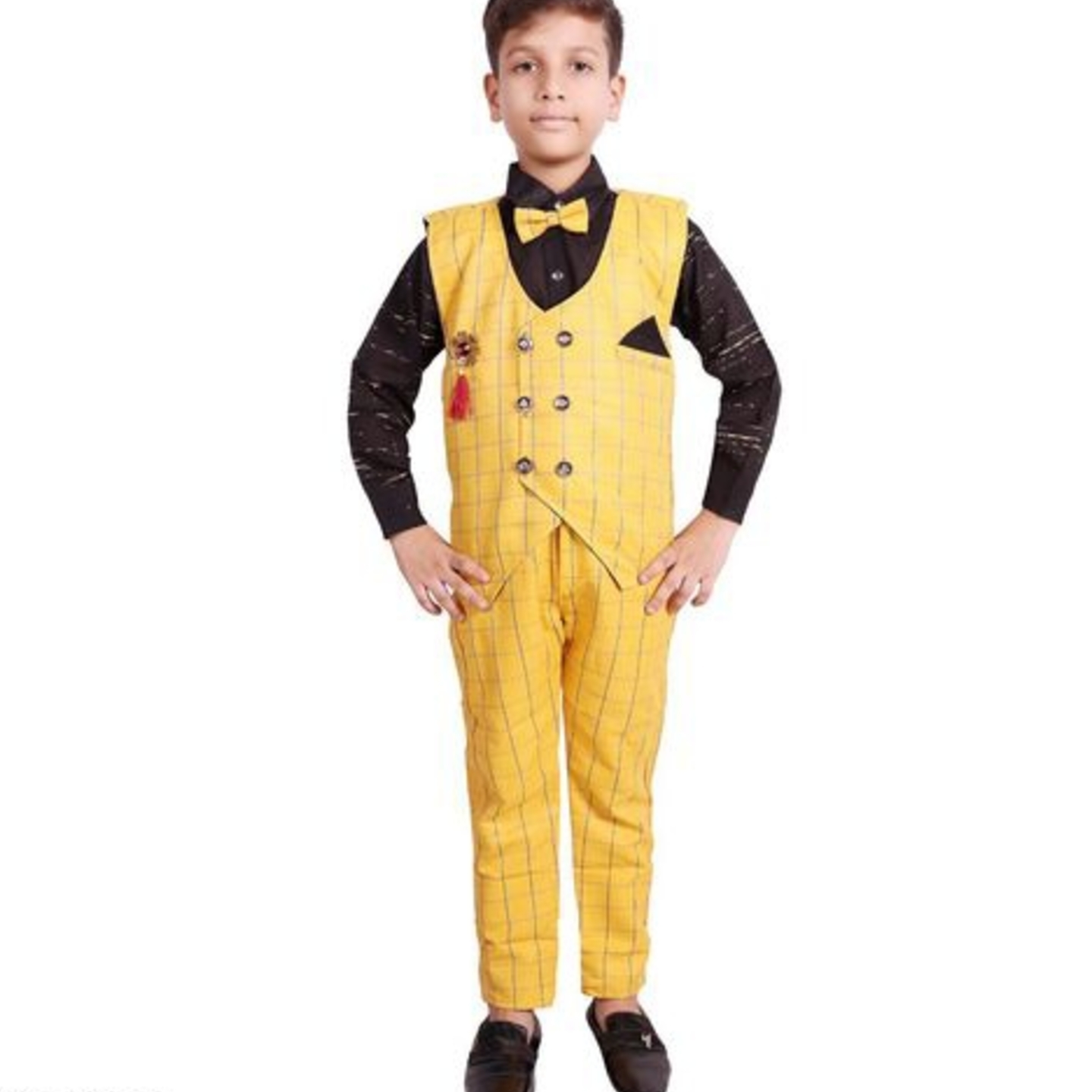 Ethnic Wear Kids Party/Casual Wear Clothing Set: 3 Piece Suit 