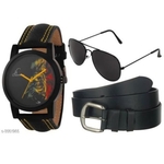 Fashion Mans Combo Watch+Belt+Sunglass