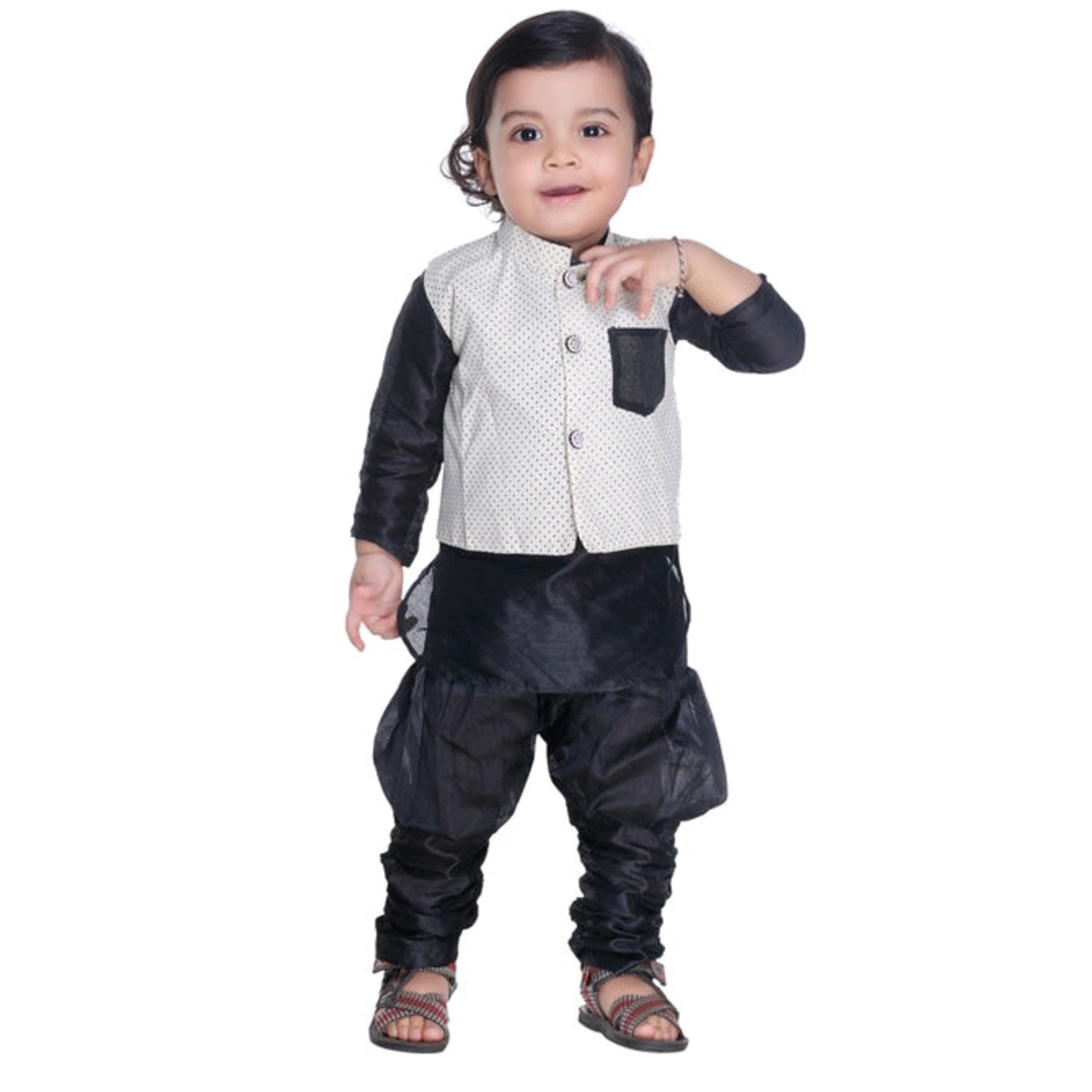 Ethnic Fancy Silk Cotton Blend Kurta Kid's Boys Pyjama Set