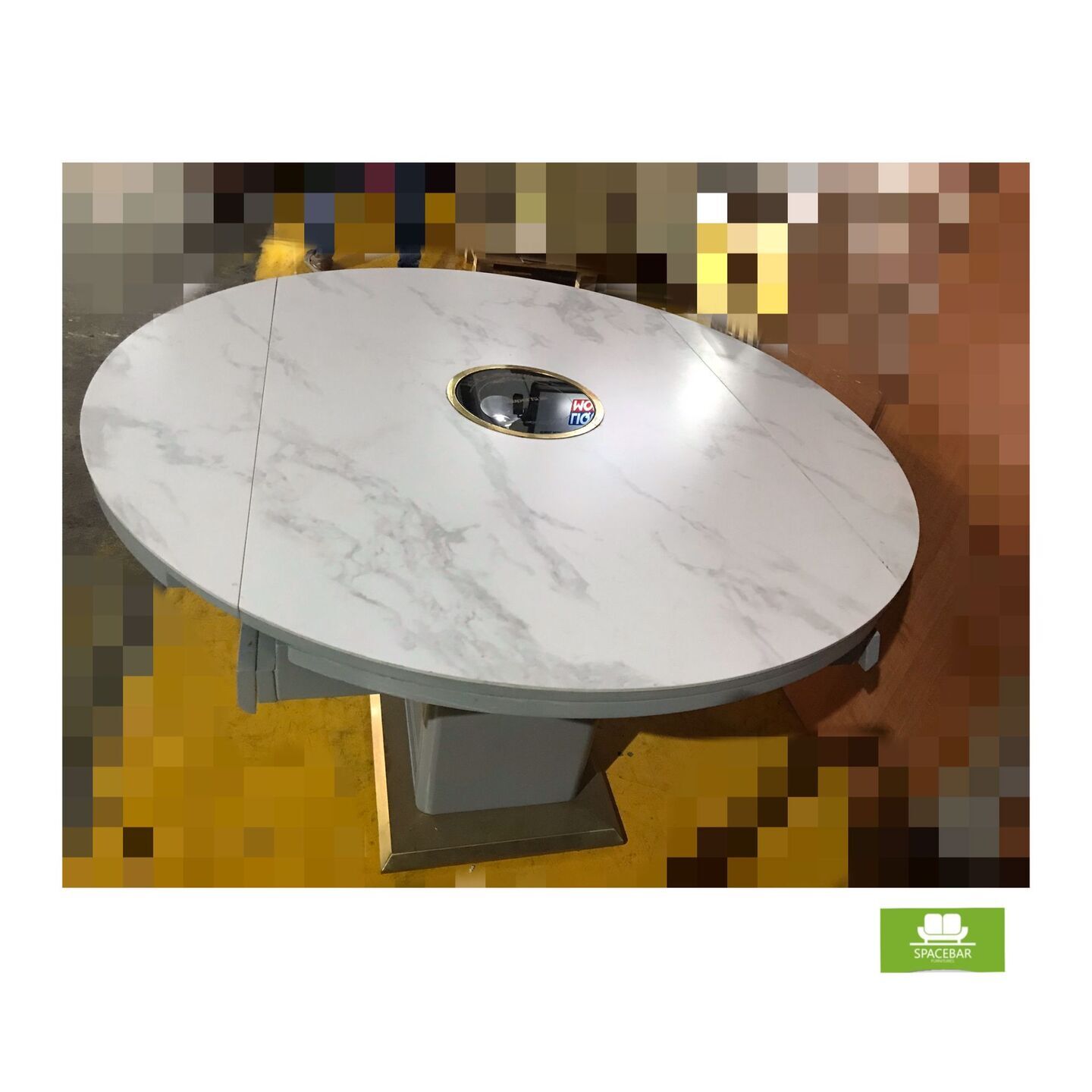 Round Marble Hotpot Table
