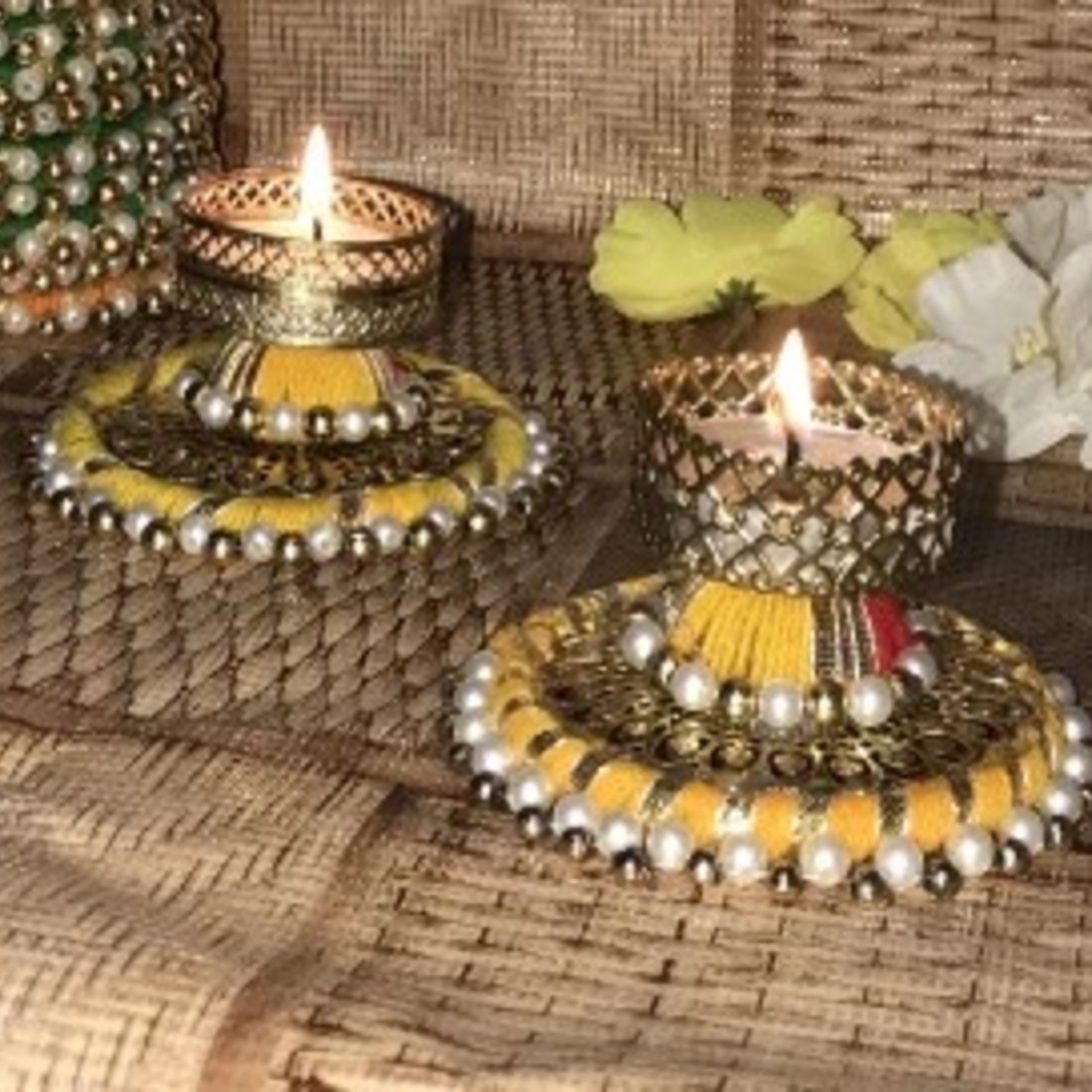 Round Candle Holder YELLOW