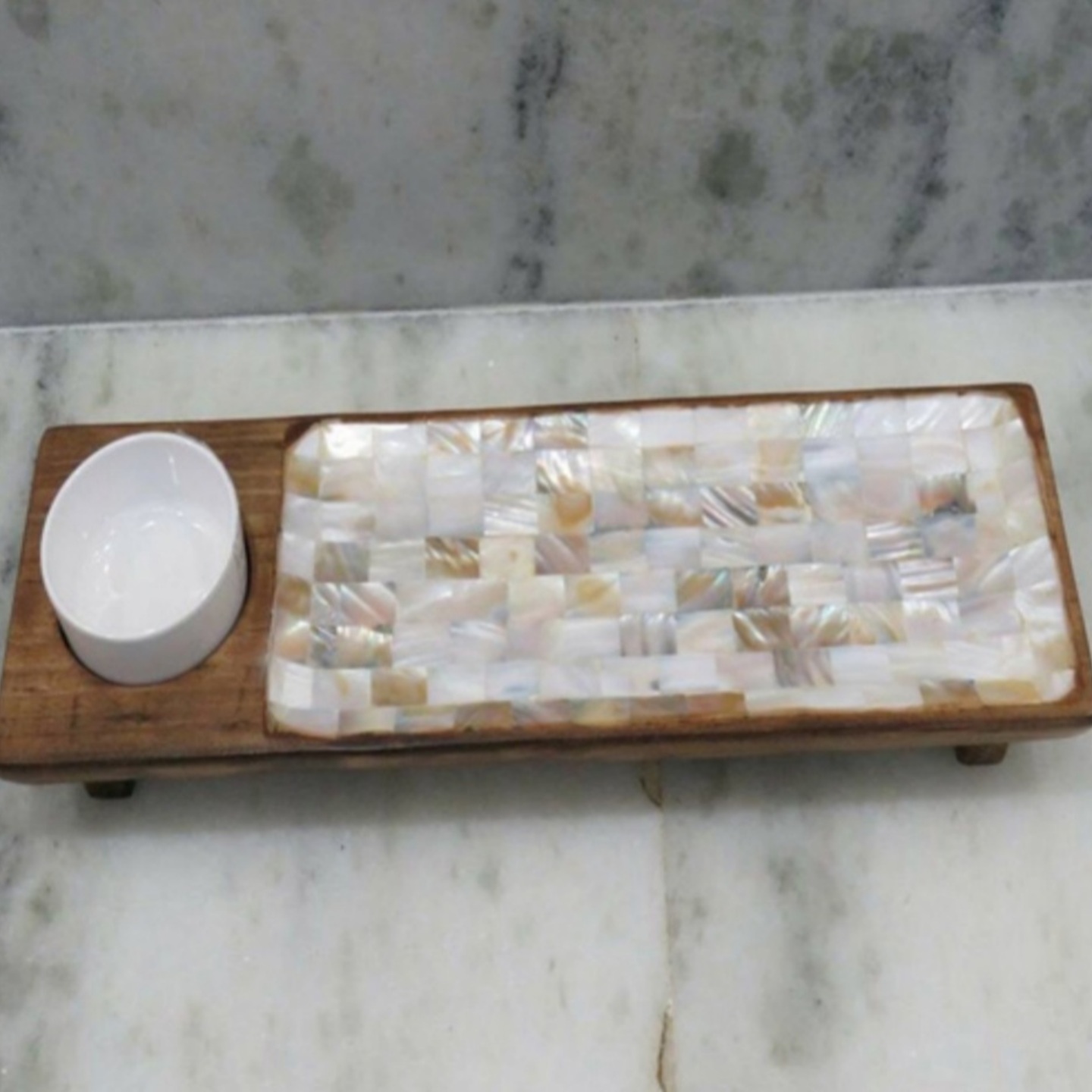 Rectangular Wooden Platter with MOP Inlay