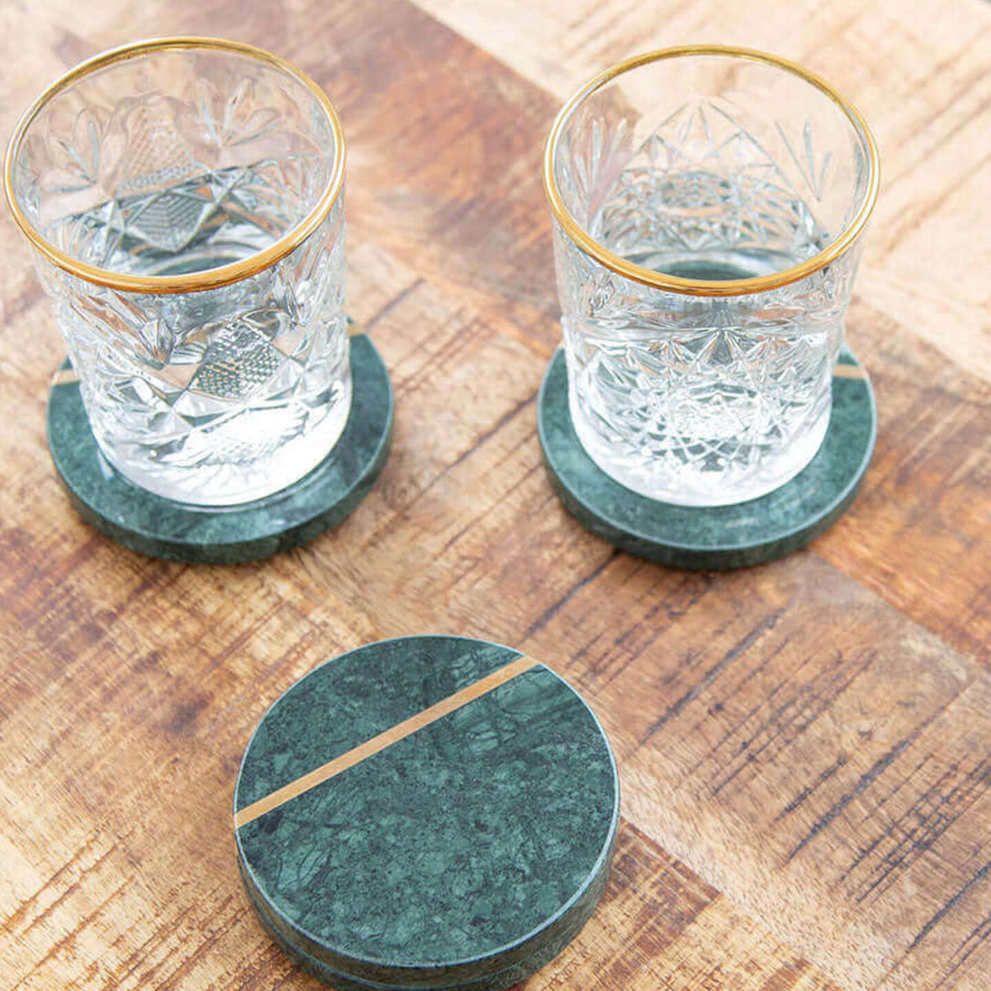 Round Marble Coaster Green