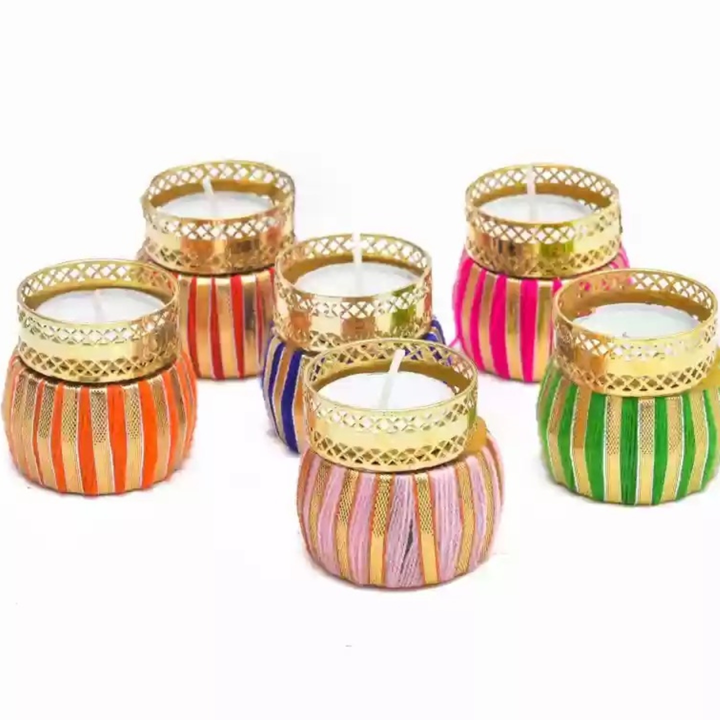 Decorative Drum Candle Holder MULTICOLOR