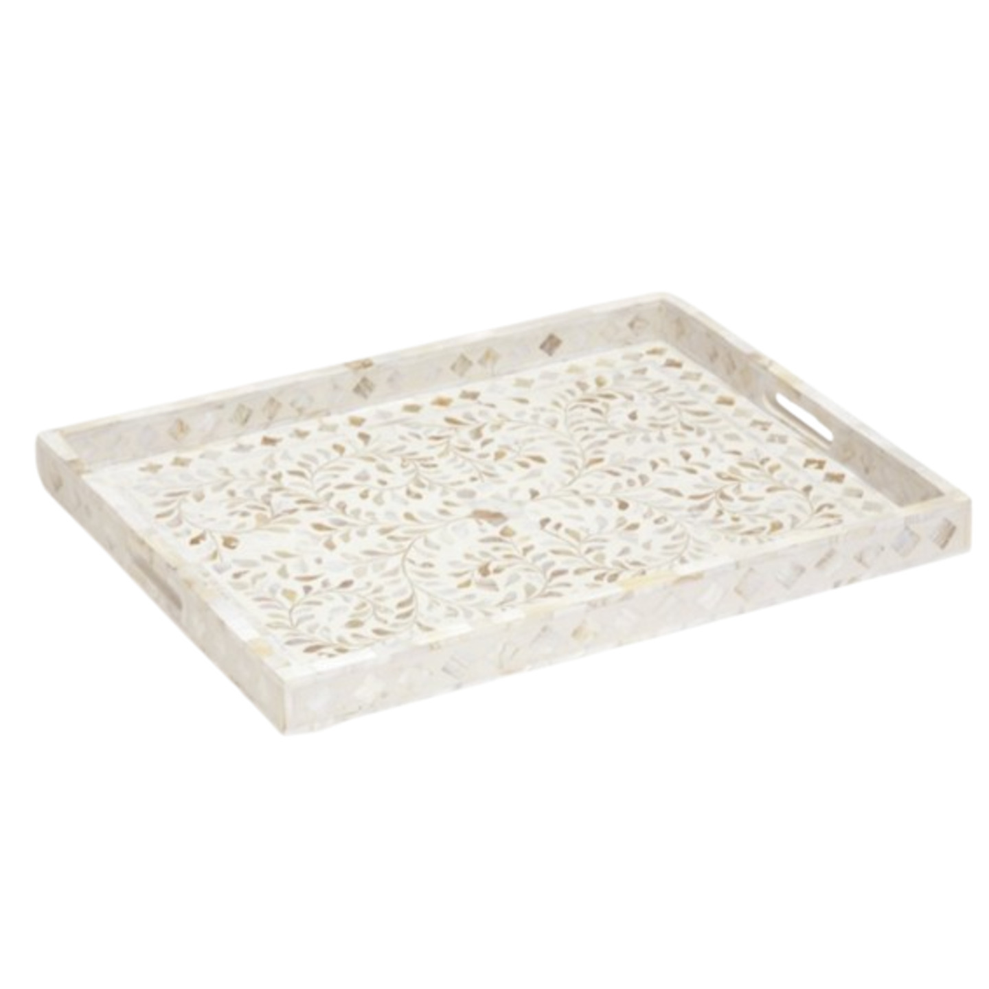 Rectangular MOP Inlay Tray (White)