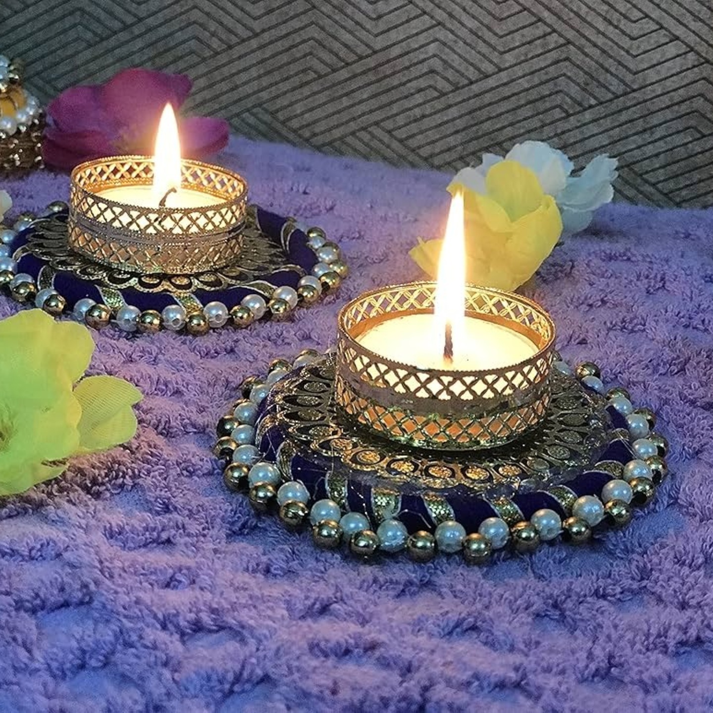Round Candle Holder BLUE