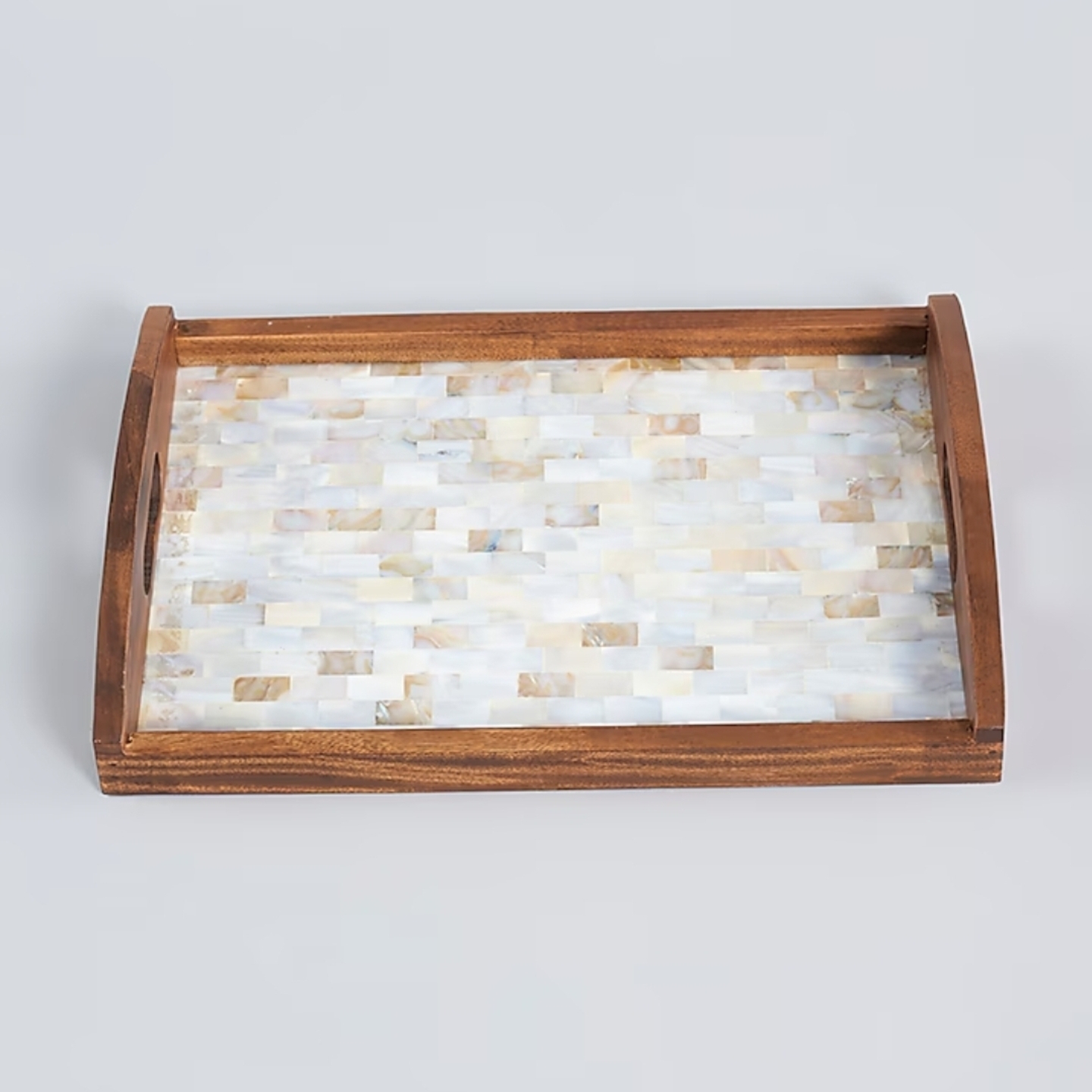 Wooden and MOP Rectangular Tray
