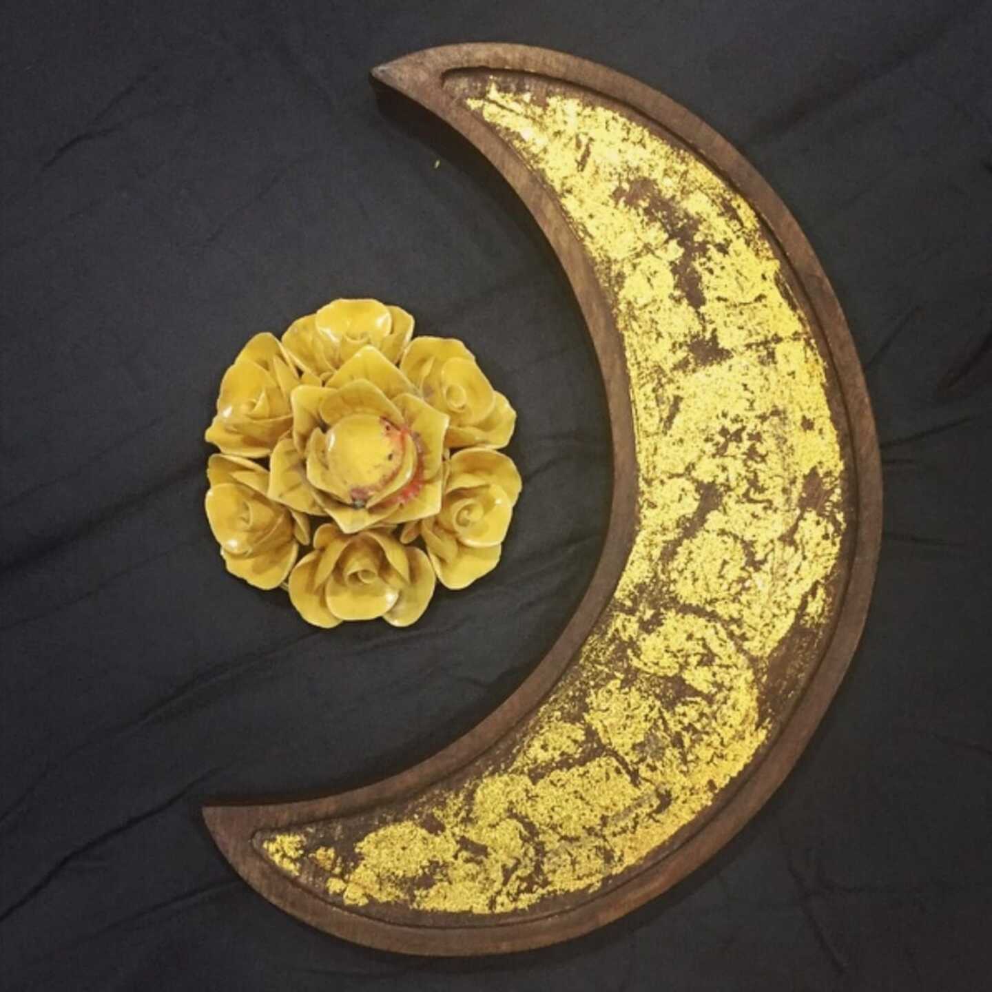 Wooden Golden Moon Platter