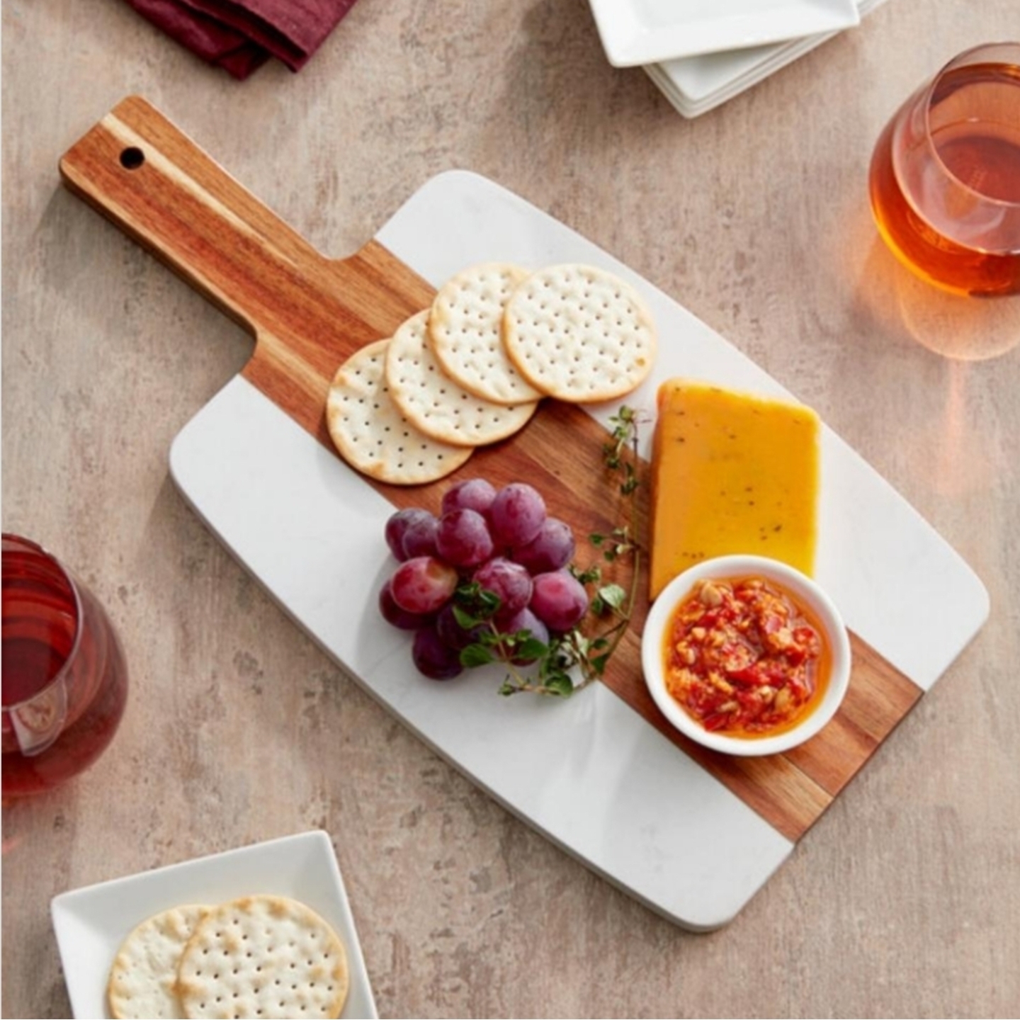 Wooden and Marble Display PlatterChopping Board