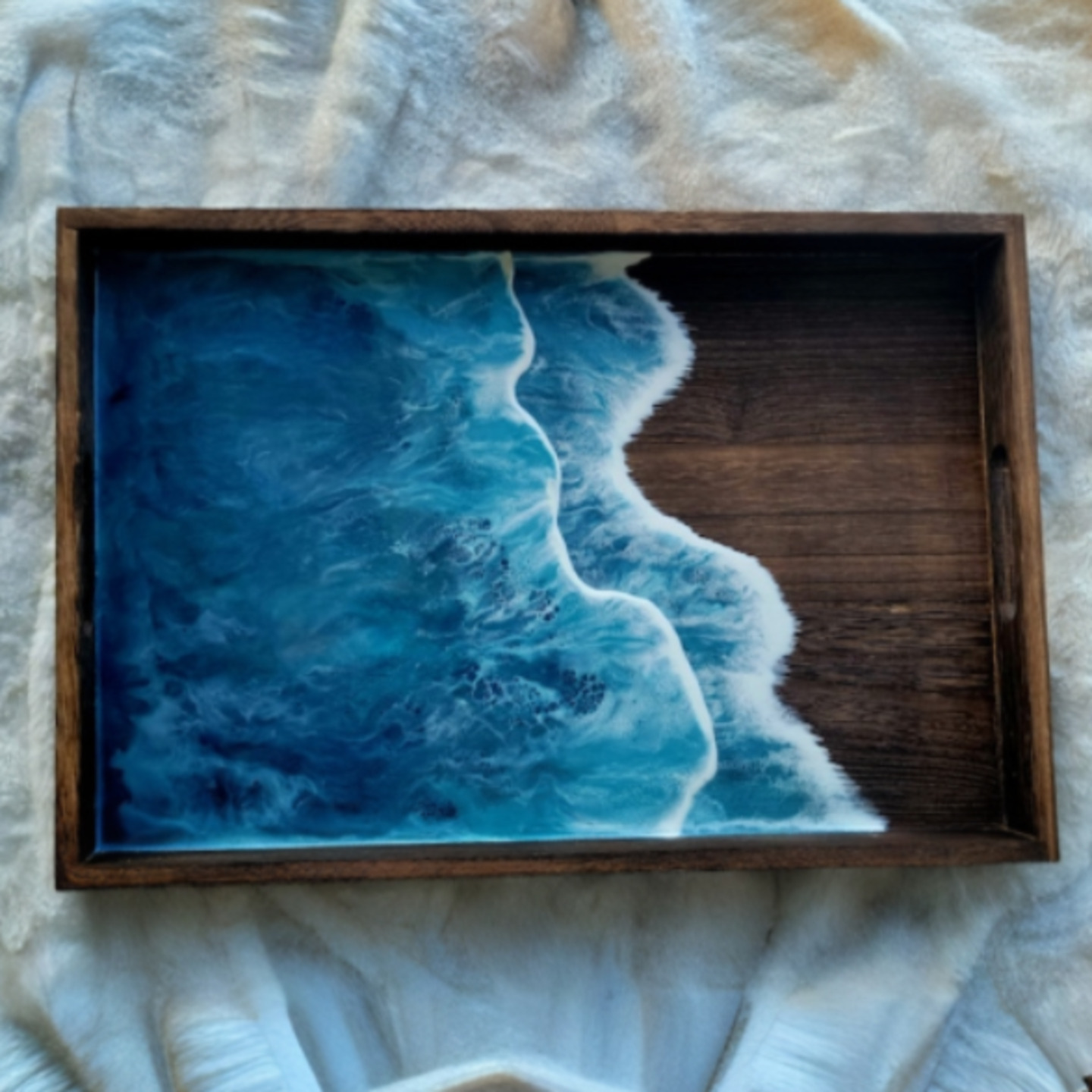 Rectangular Wooden Tray with Handle